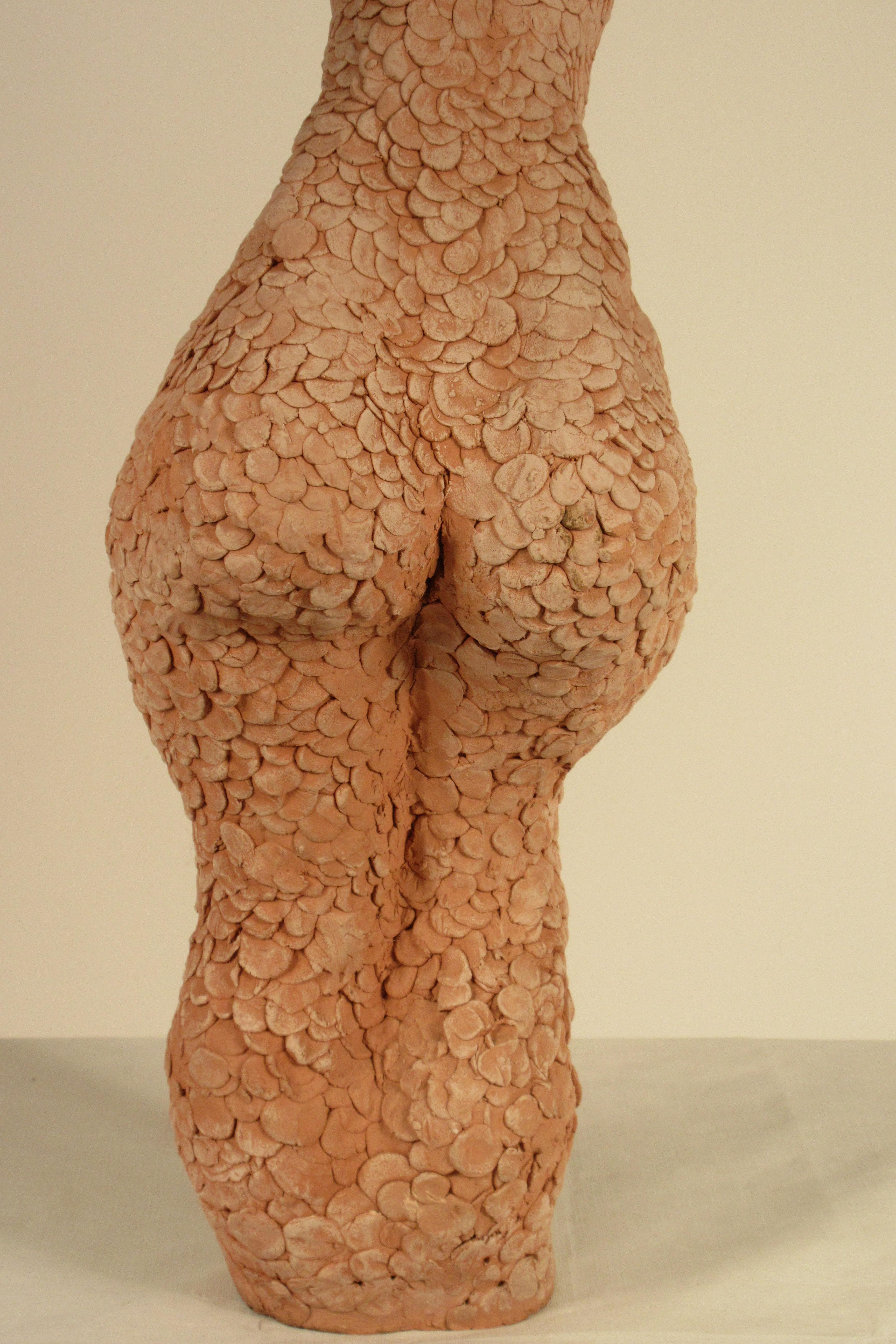 1960s Textured Clay Sculpture of Nude Woman 6