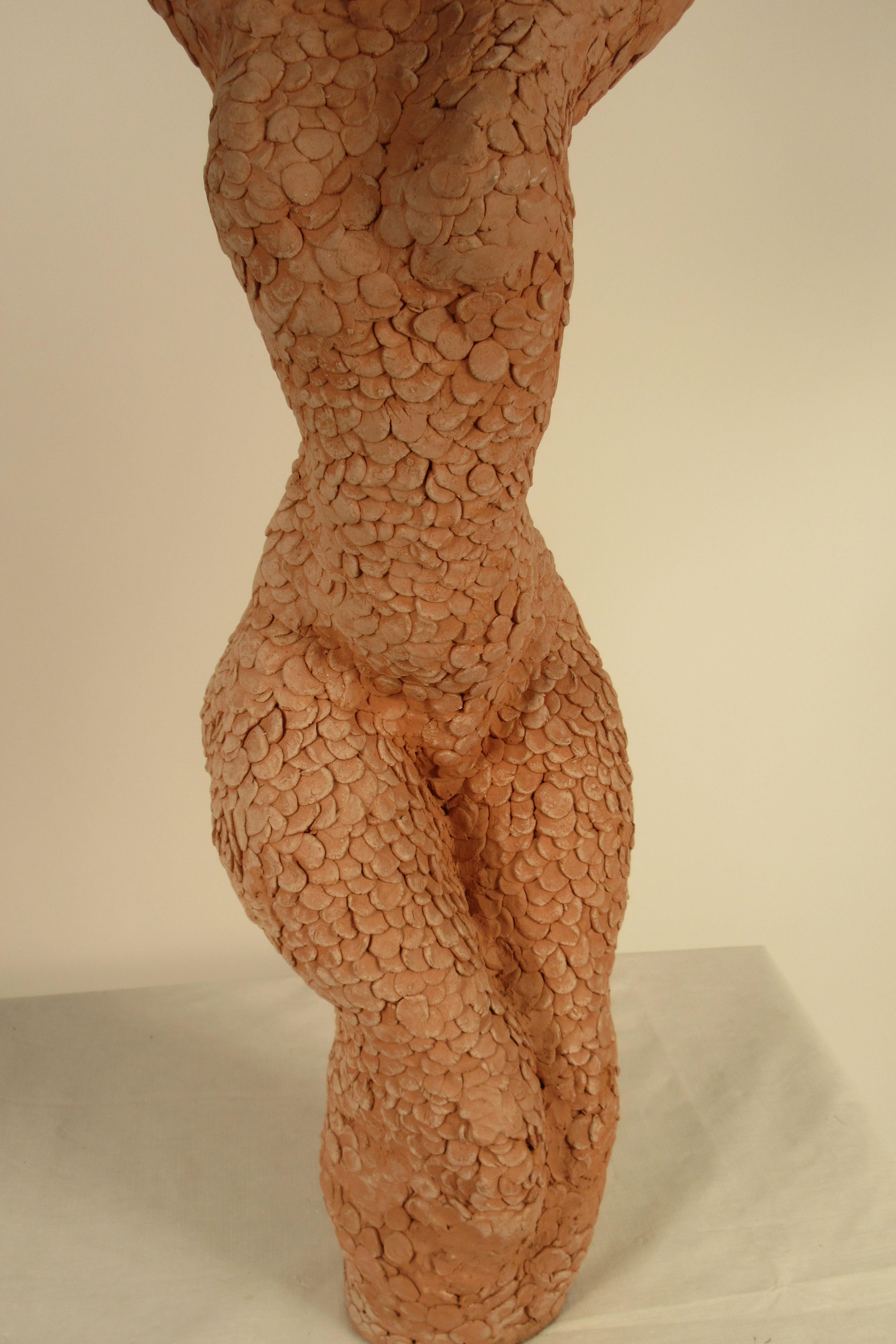1960s Textured Clay Sculpture of Nude Woman In Good Condition In Tarrytown, NY