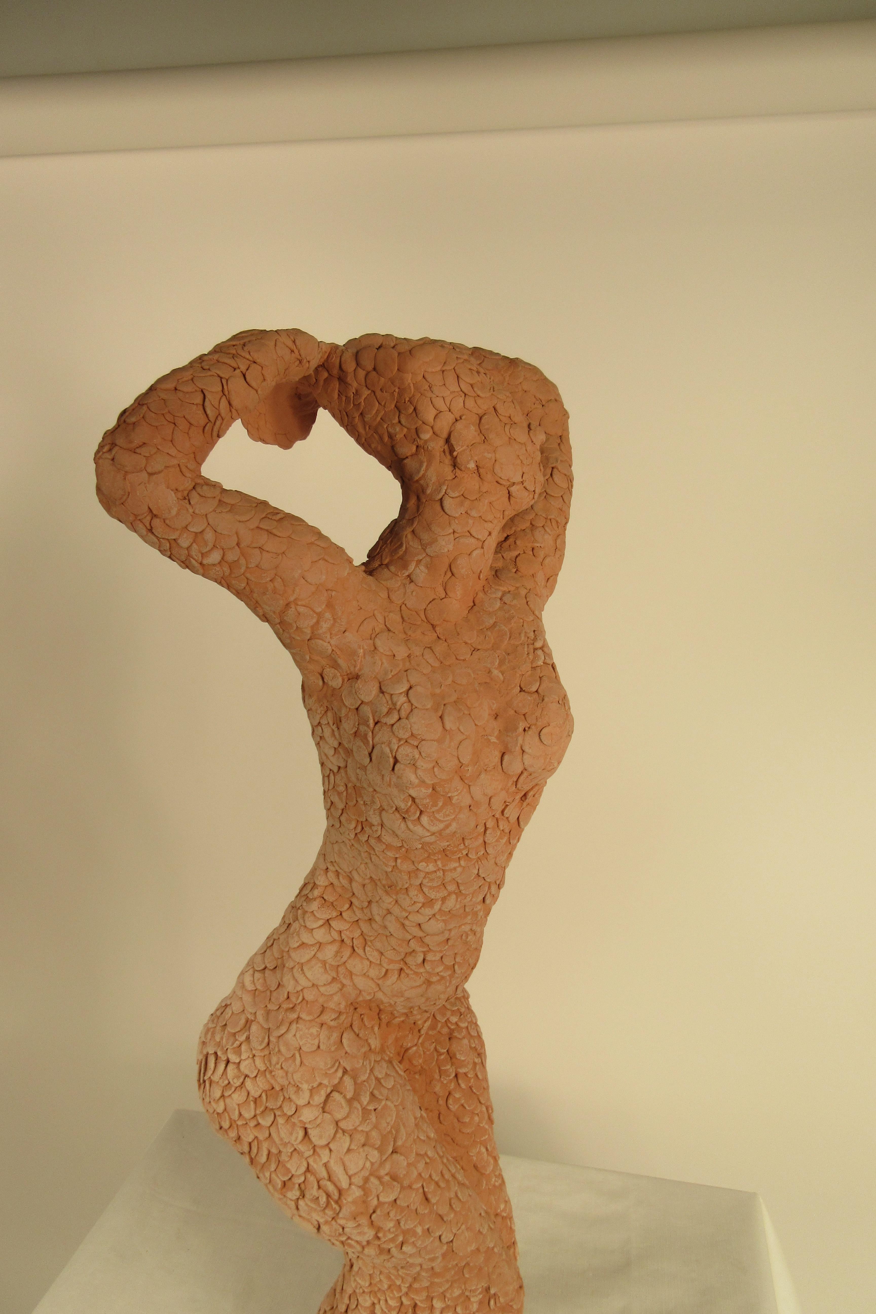 1960s Textured Clay Sculpture of Nude Woman 1