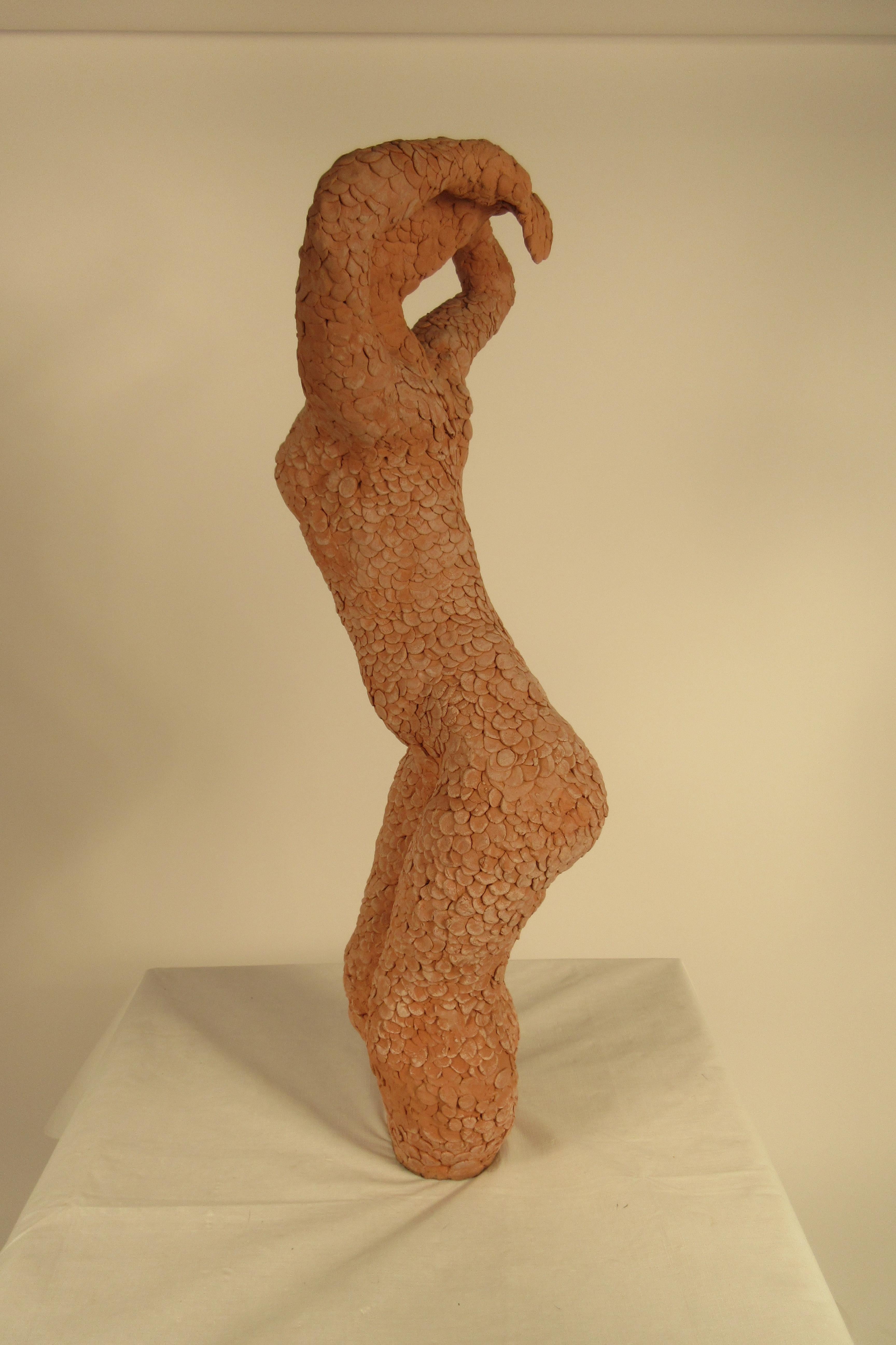 1960s Textured Clay Sculpture of Nude Woman 2