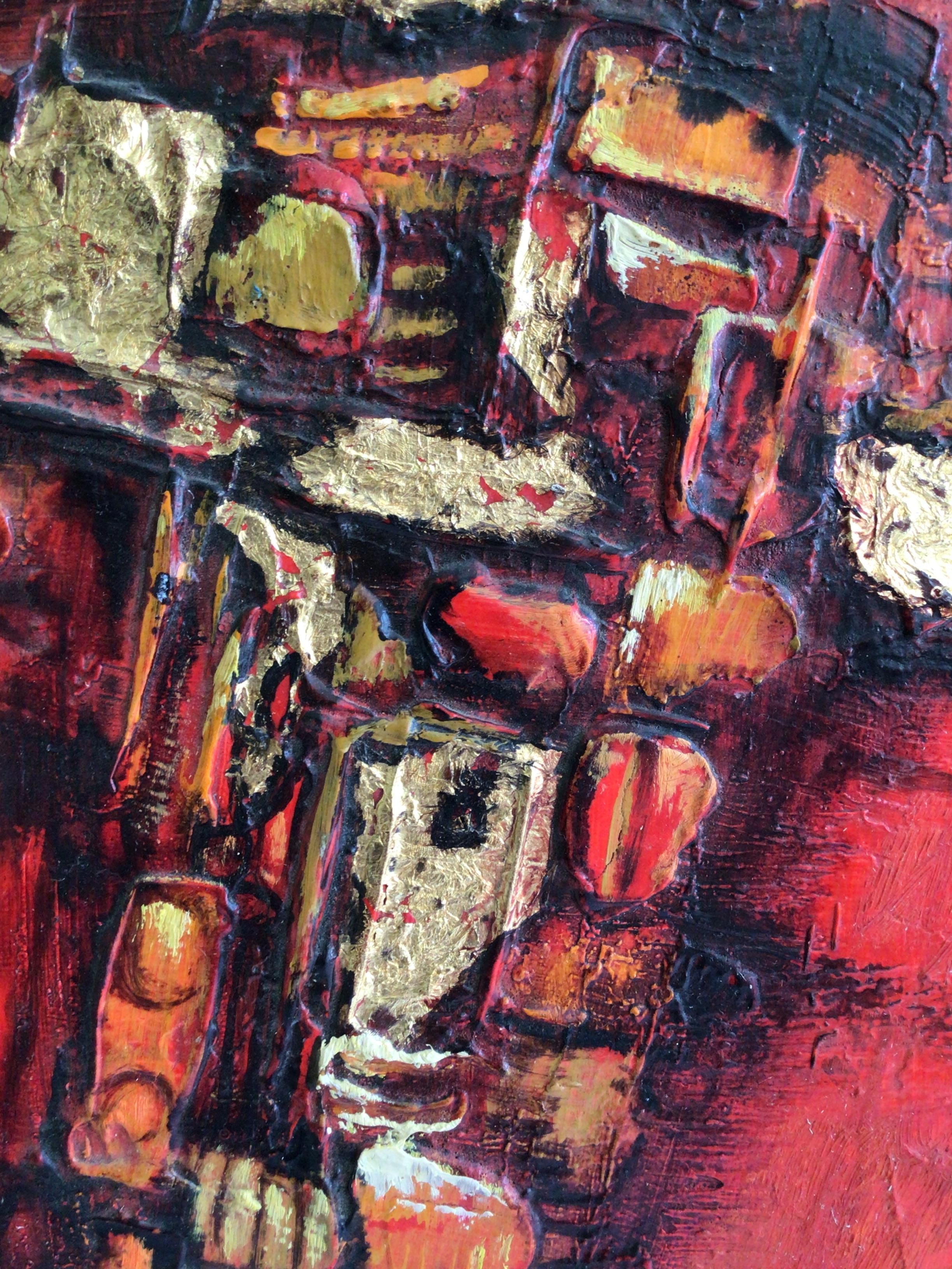 Mid-20th Century 1960s Textured Oil Painting on Board of Christian Cross For Sale