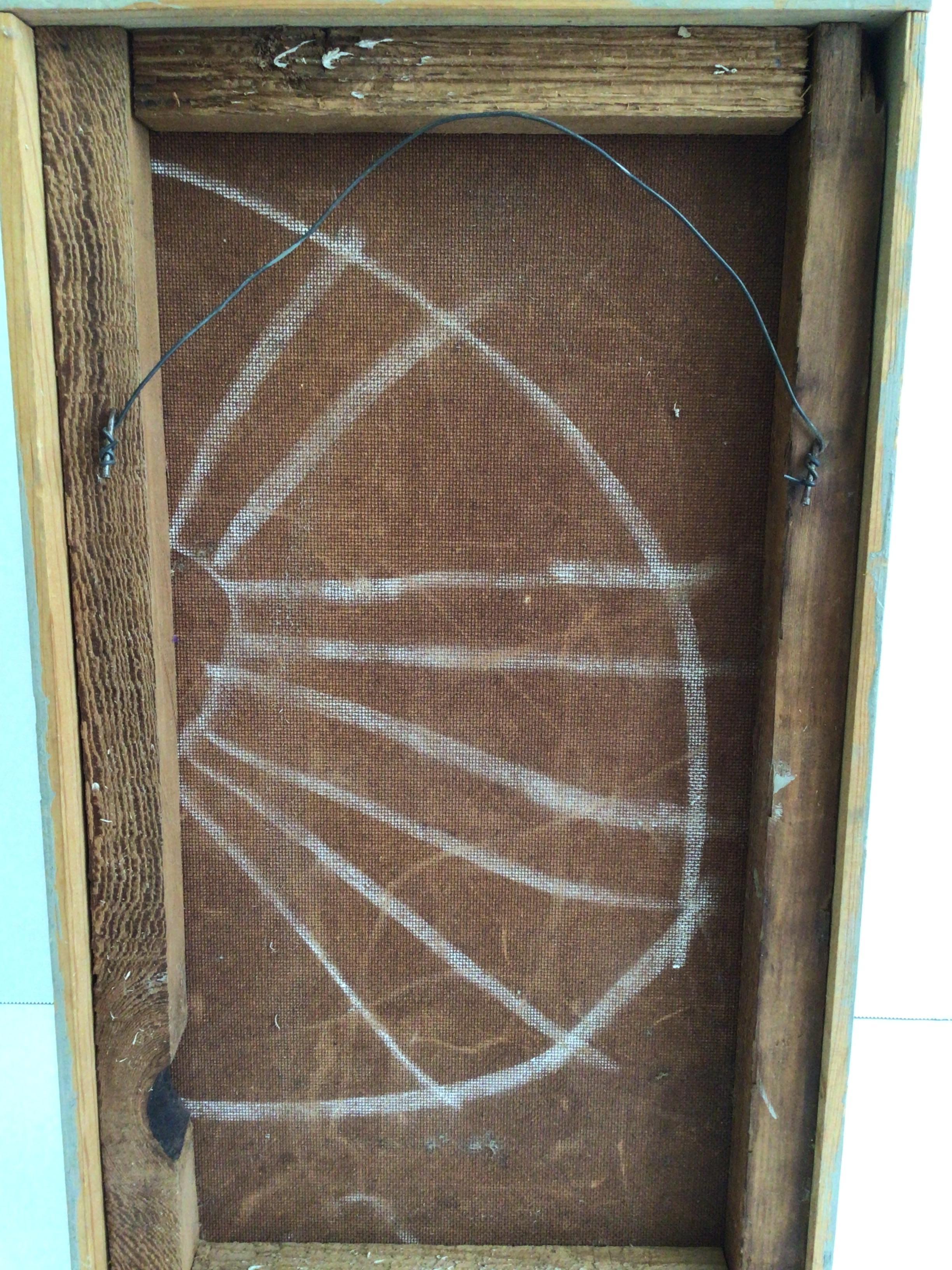 1960s Textured Oil Painting on Board of Christian Cross For Sale 1