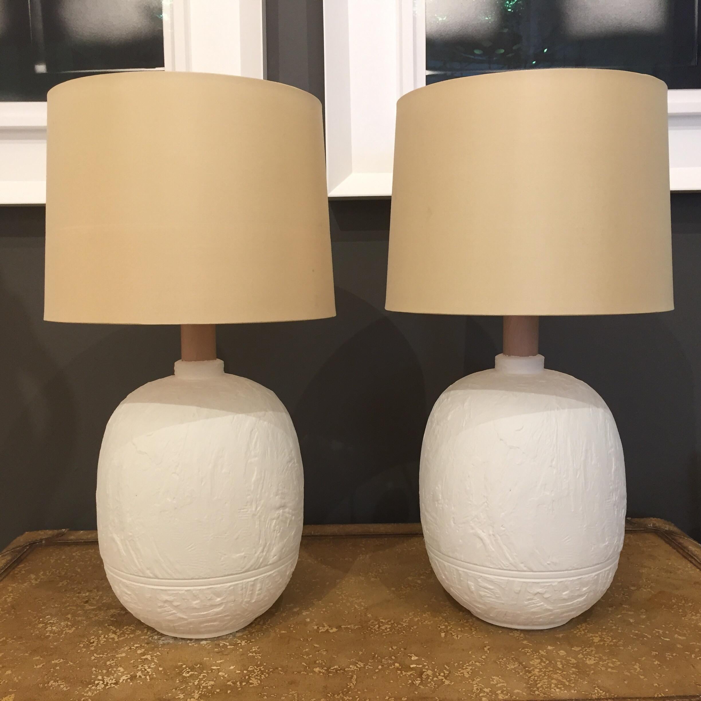 Mid-Century Modern 1960s Textured Plaster Table Lamps