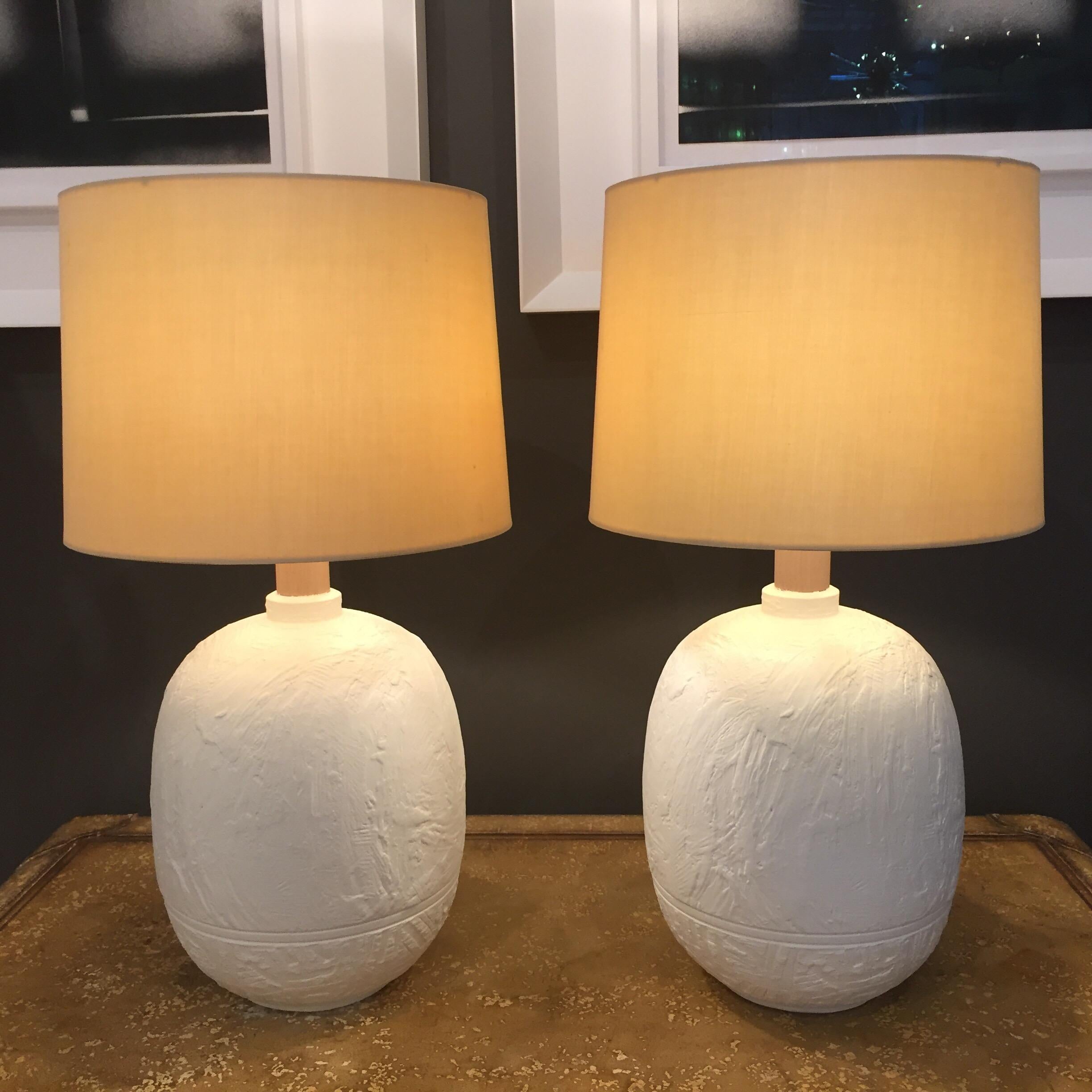 American 1960s Textured Plaster Table Lamps