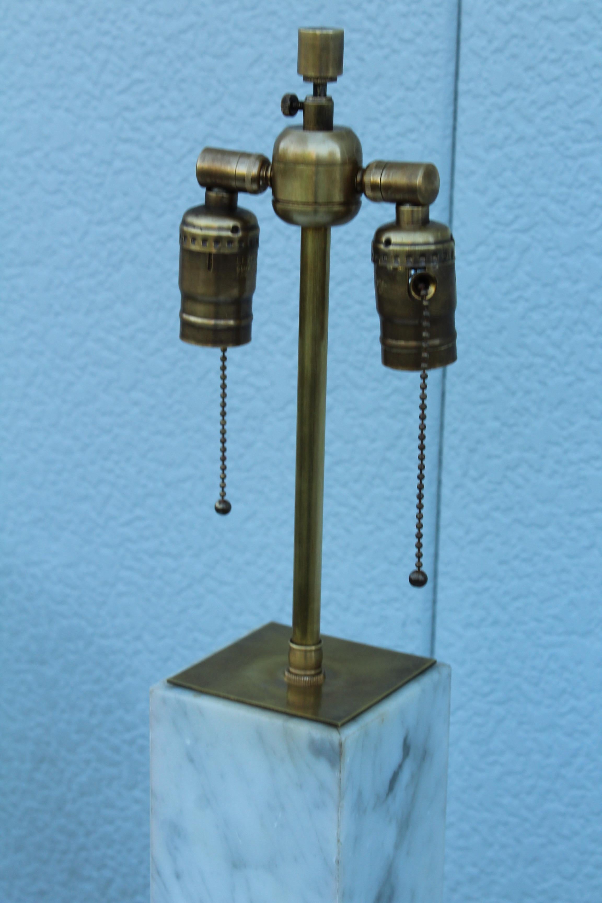 1960's T.H. Robsjohn Gibbings Style Brass and Marble Table Lamps For Sale 10