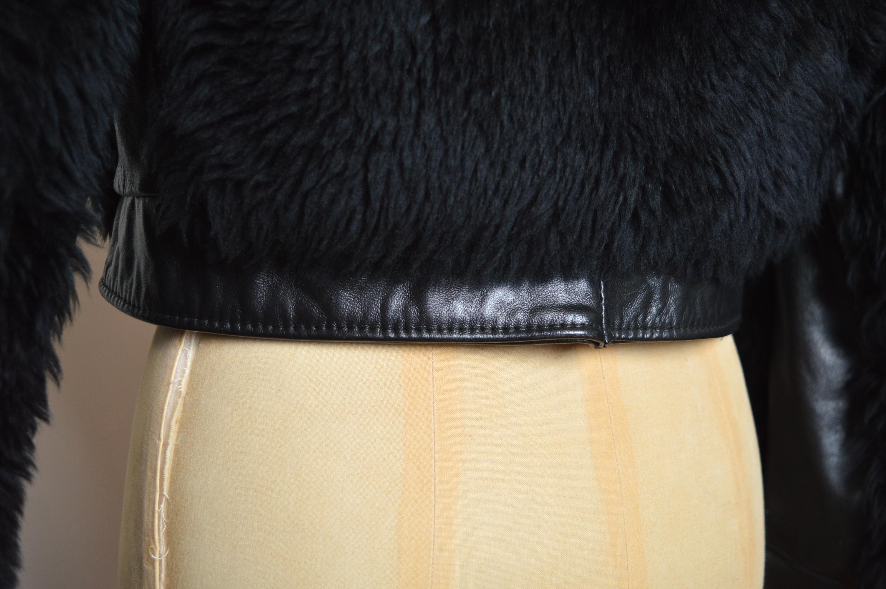 Chaqueta bomber de piel de oveja Penny Lane negra gruesa de los años 60 - Abrigo en Bueno estado para la venta en Sheffield, GB