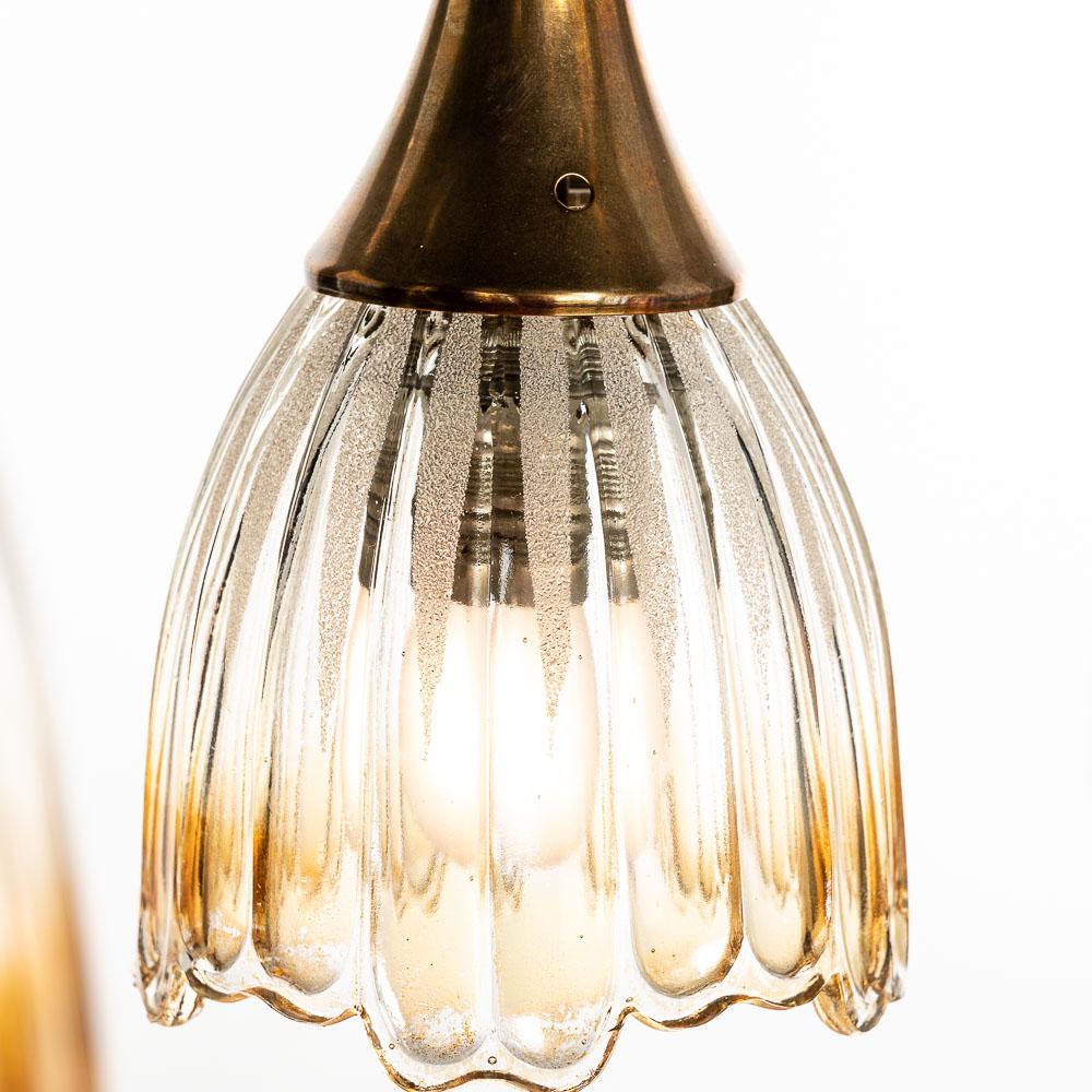 1960s Thick Glass and Brass Pendant For Sale 2
