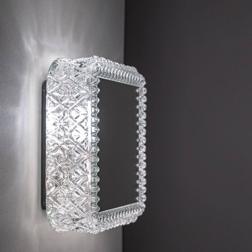 1960s Thick Textured Glass Mirror Light by Limburg For Sale 4