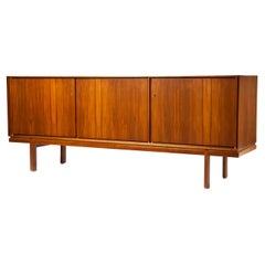 1960s Thin Edge Three Door Walnut Credenza, Mid Century Danish