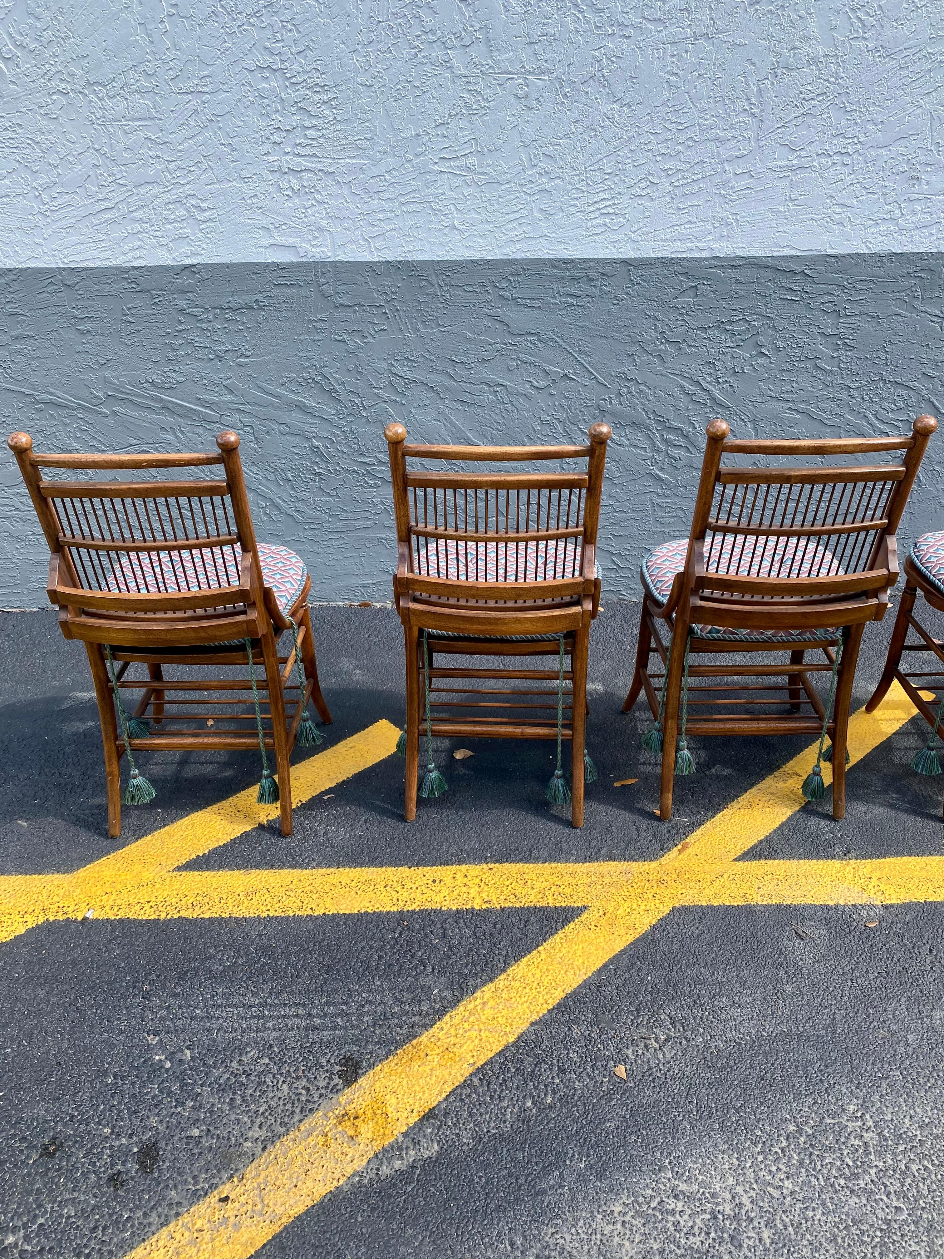 1960s Thomasville Cane Slatted Wood Dining Chairs. Set of 6 For Sale 3