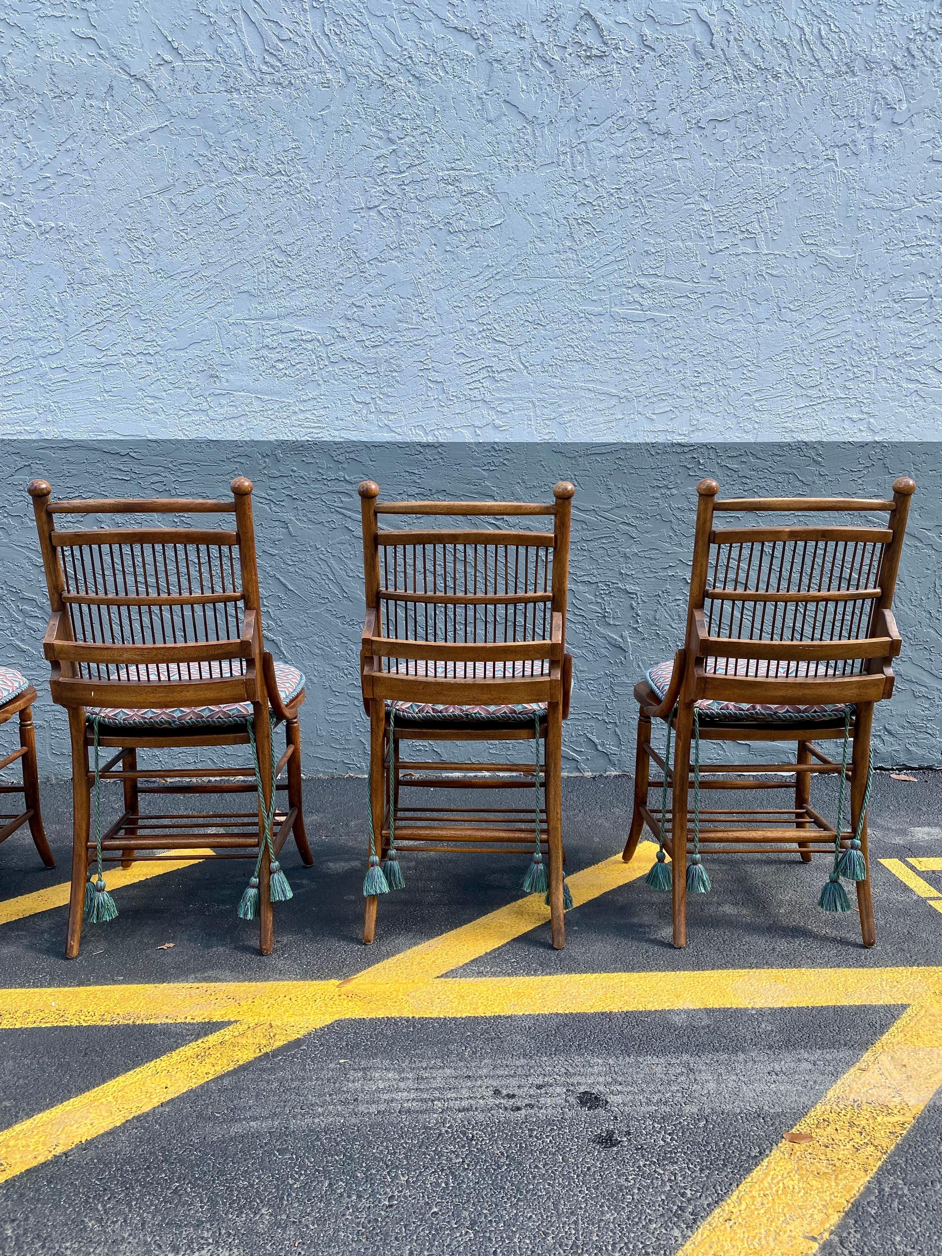 1960s Thomasville Cane Slatted Wood Dining Chairs. Set of 6 For Sale 4