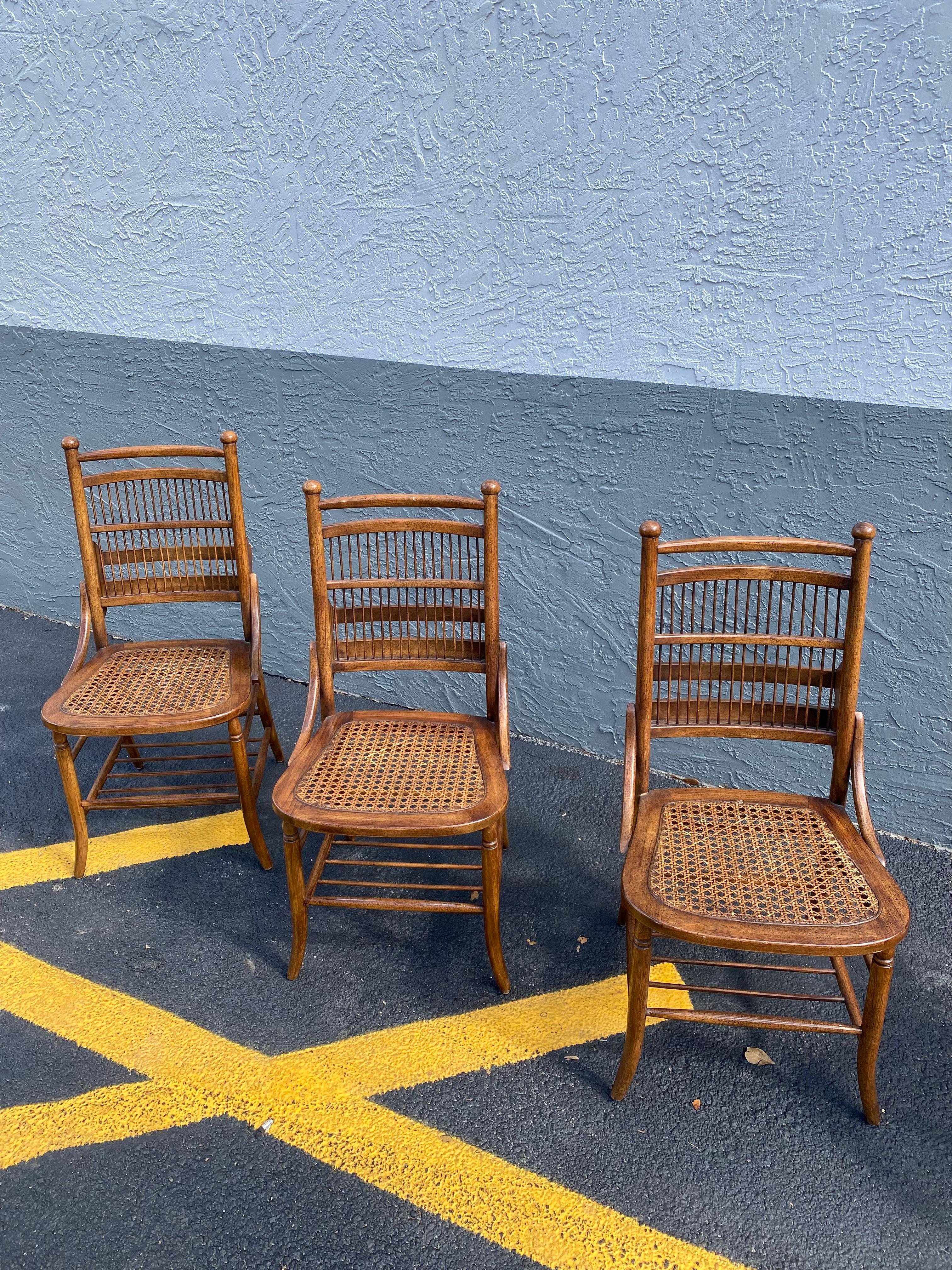 1960s Thomasville Cane Slatted Wood Dining Chairs. Set of 6 For Sale 8
