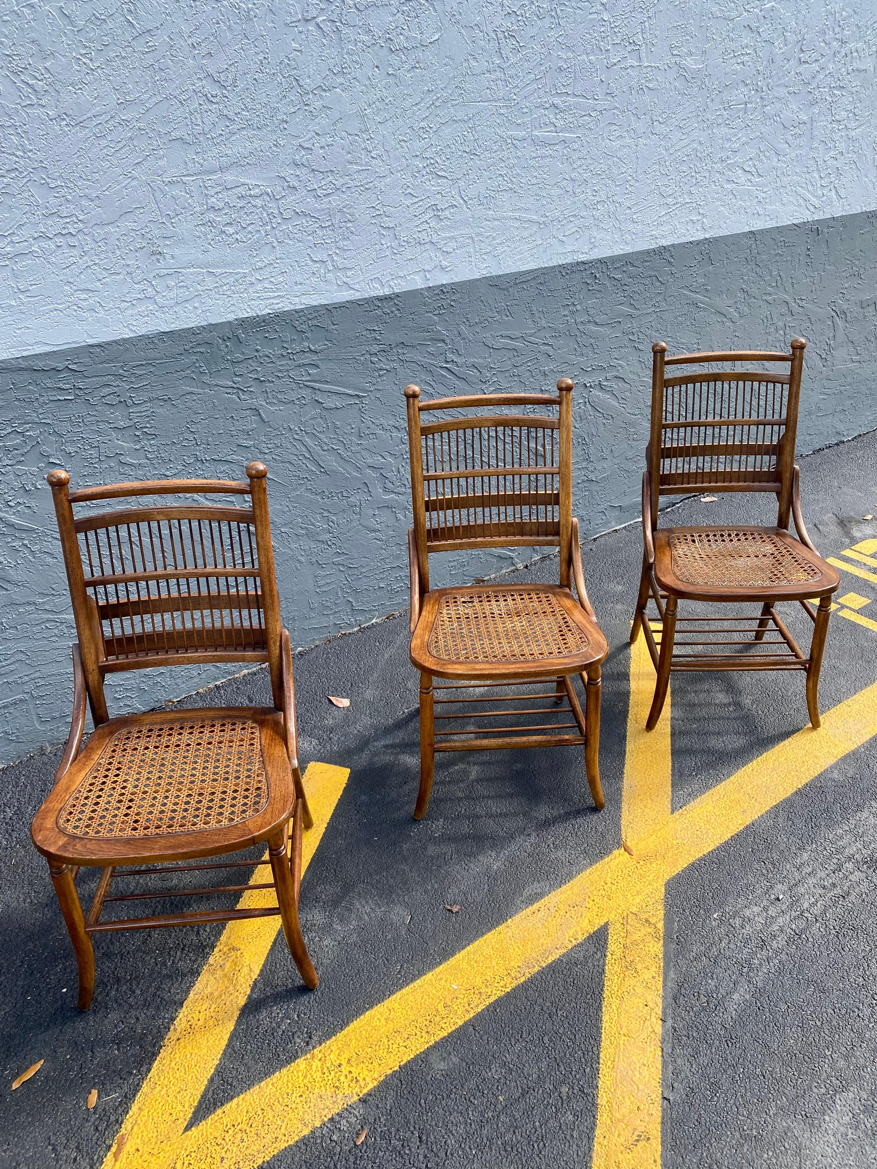 1960s Thomasville Cane Slatted Wood Dining Chairs. Set of 6 For Sale 9