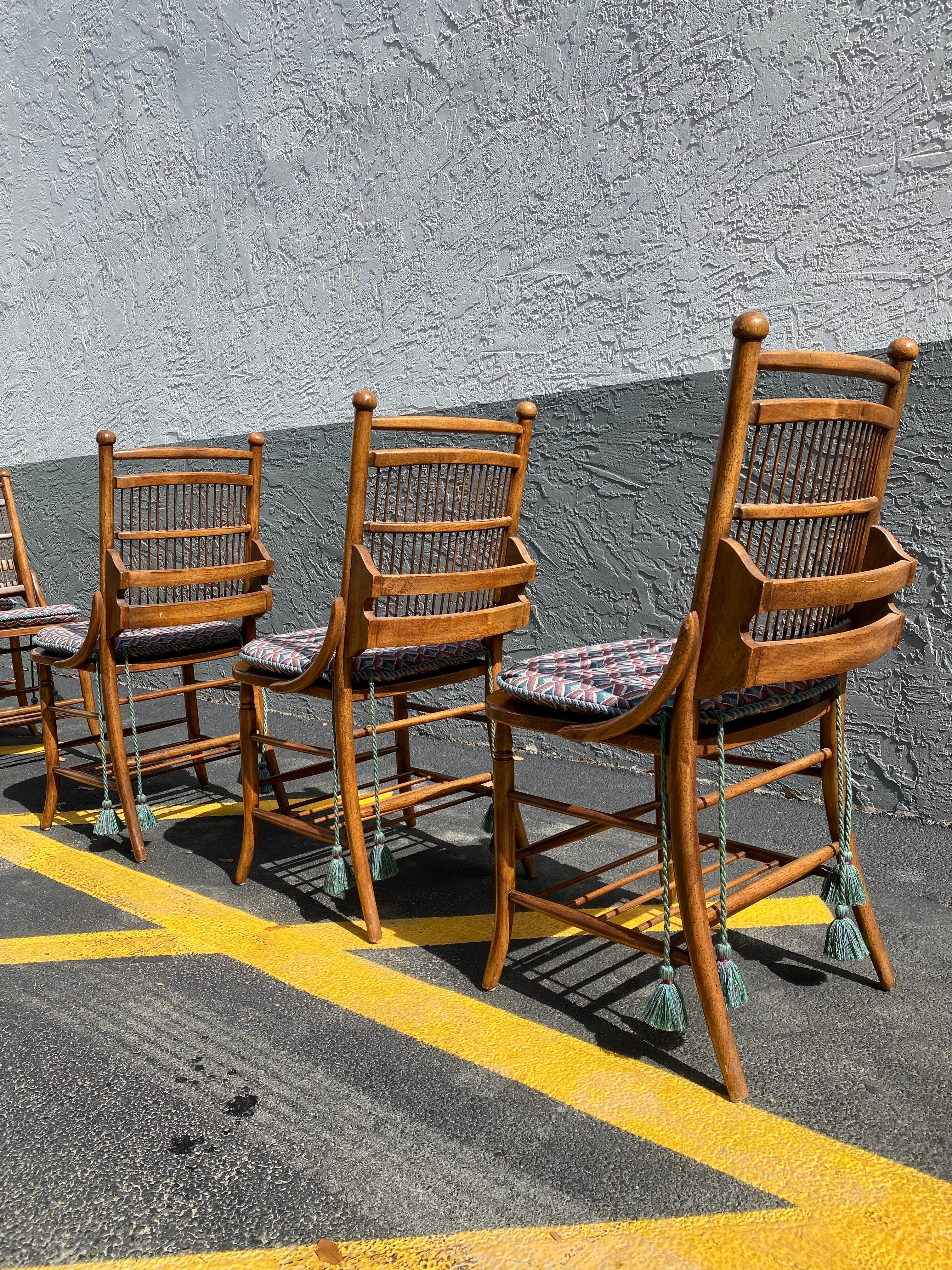 1960s Thomasville Cane Slatted Wood Dining Chairs. Set of 6 For Sale 10