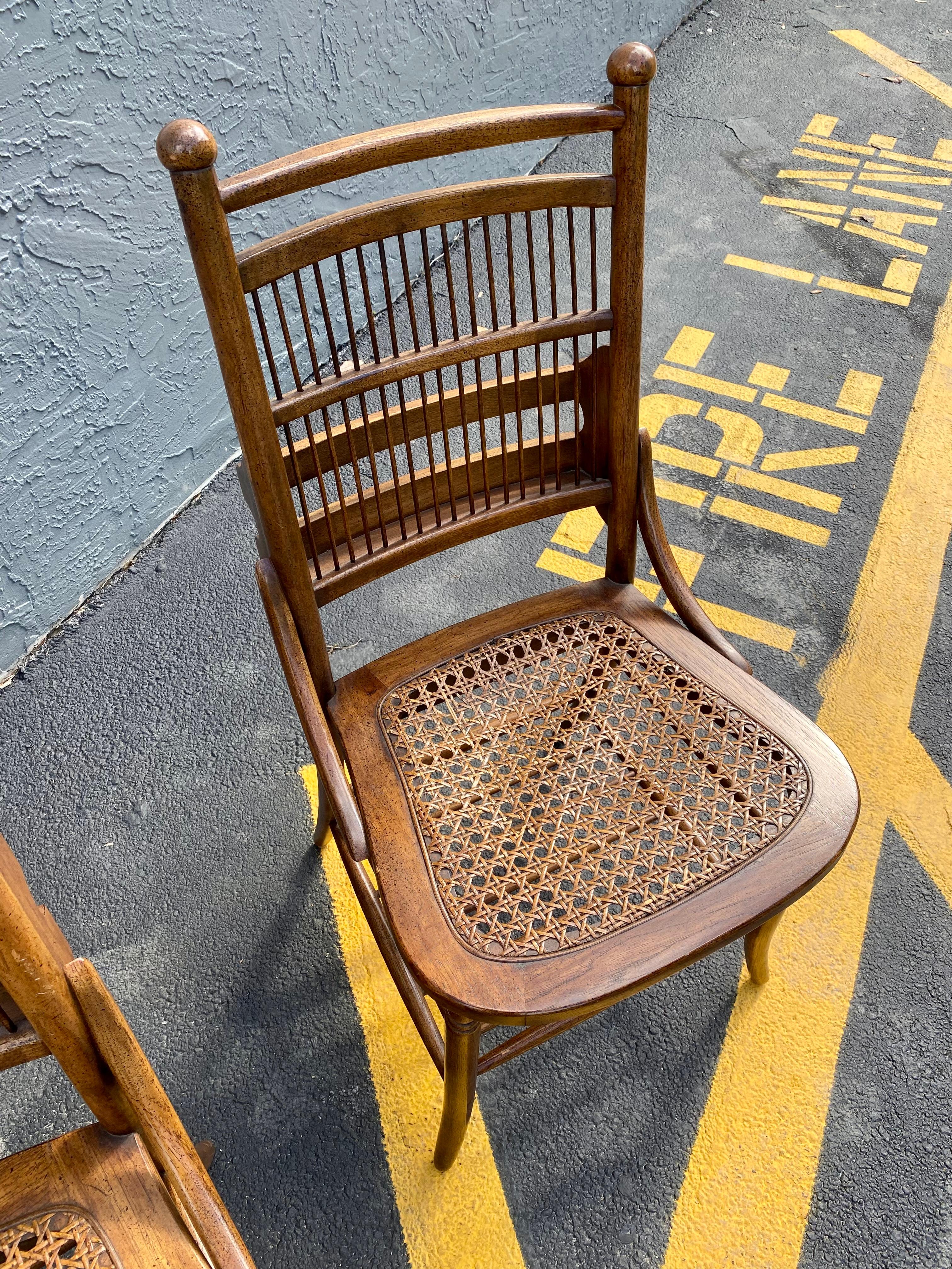 1960s Thomasville Cane Slatted Wood Dining Chairs. Set of 6 For Sale 11