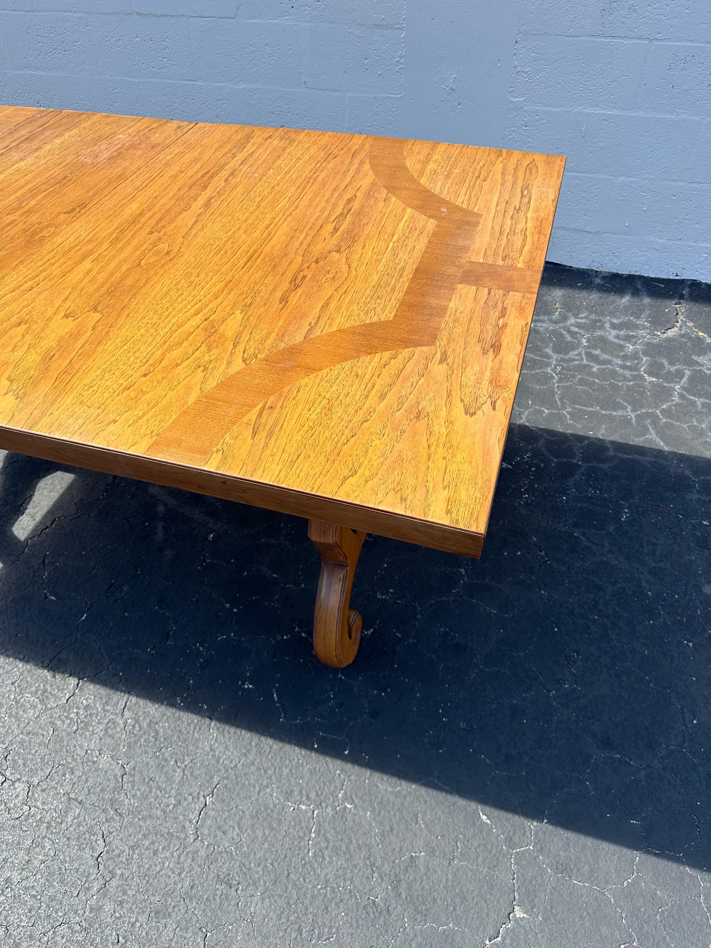 1960s Thomasville Spanish Baroque Style Wood Iron Dining Table For Sale 5