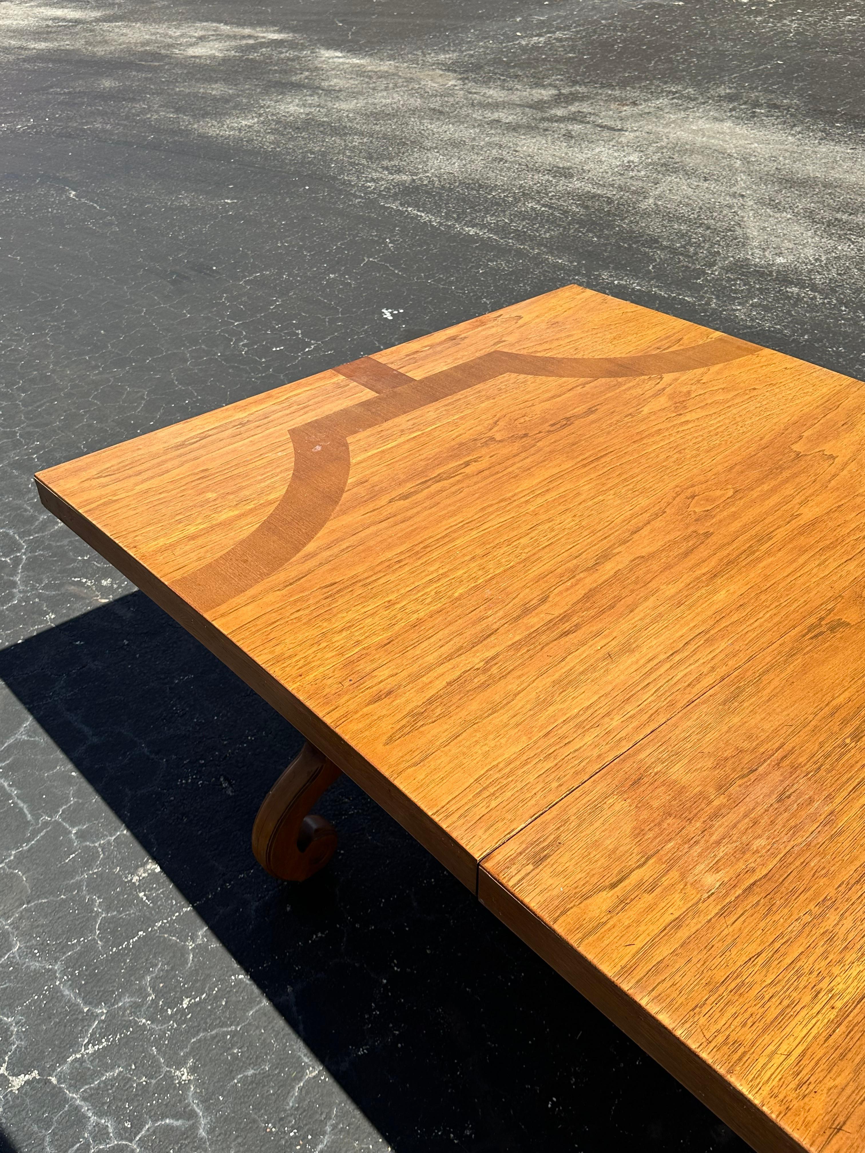 1960s Thomasville Spanish Baroque Style Wood Iron Dining Table For Sale 6