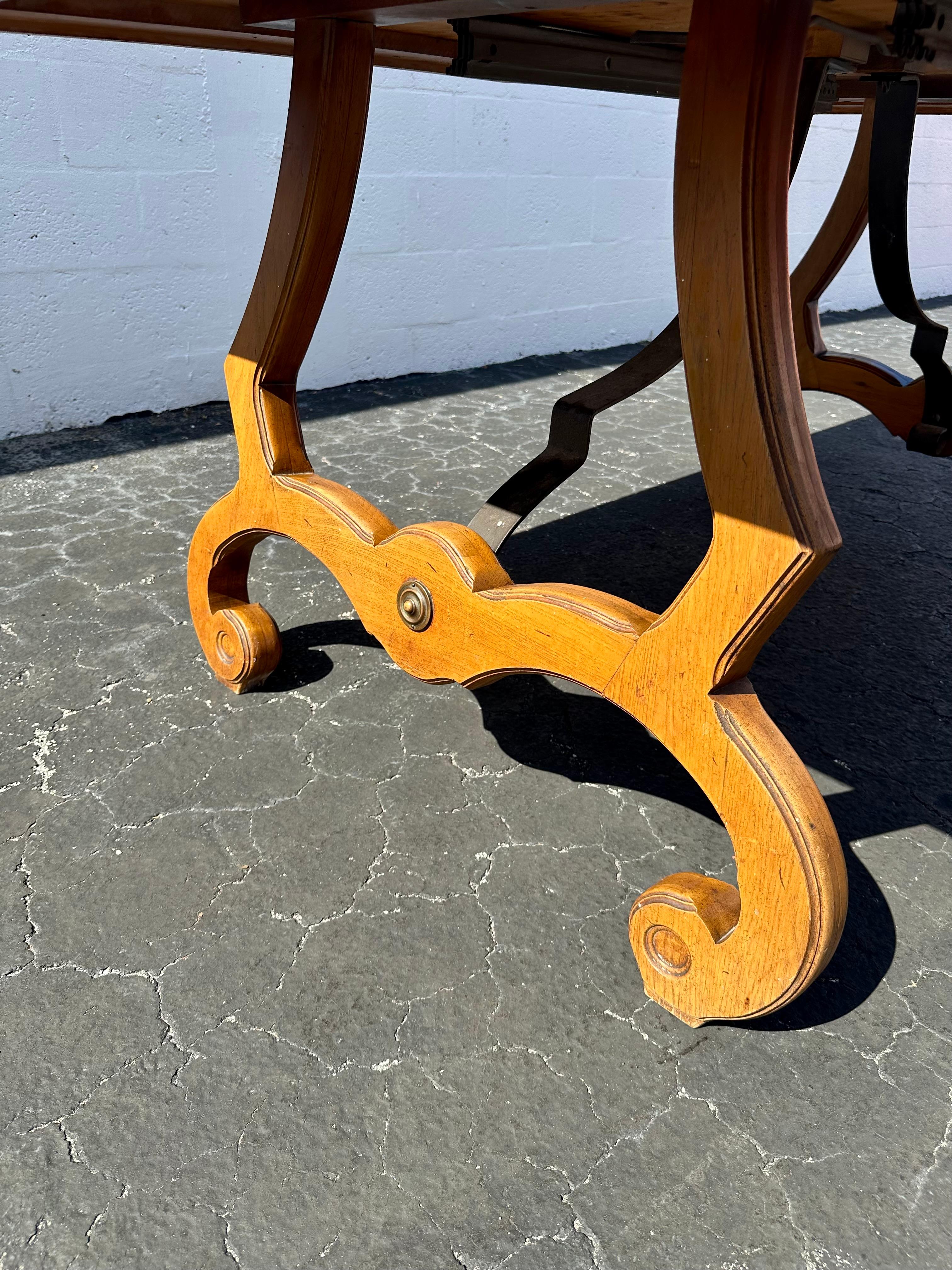 1960s Thomasville Spanish Baroque Style Wood Iron Dining Table For Sale 7