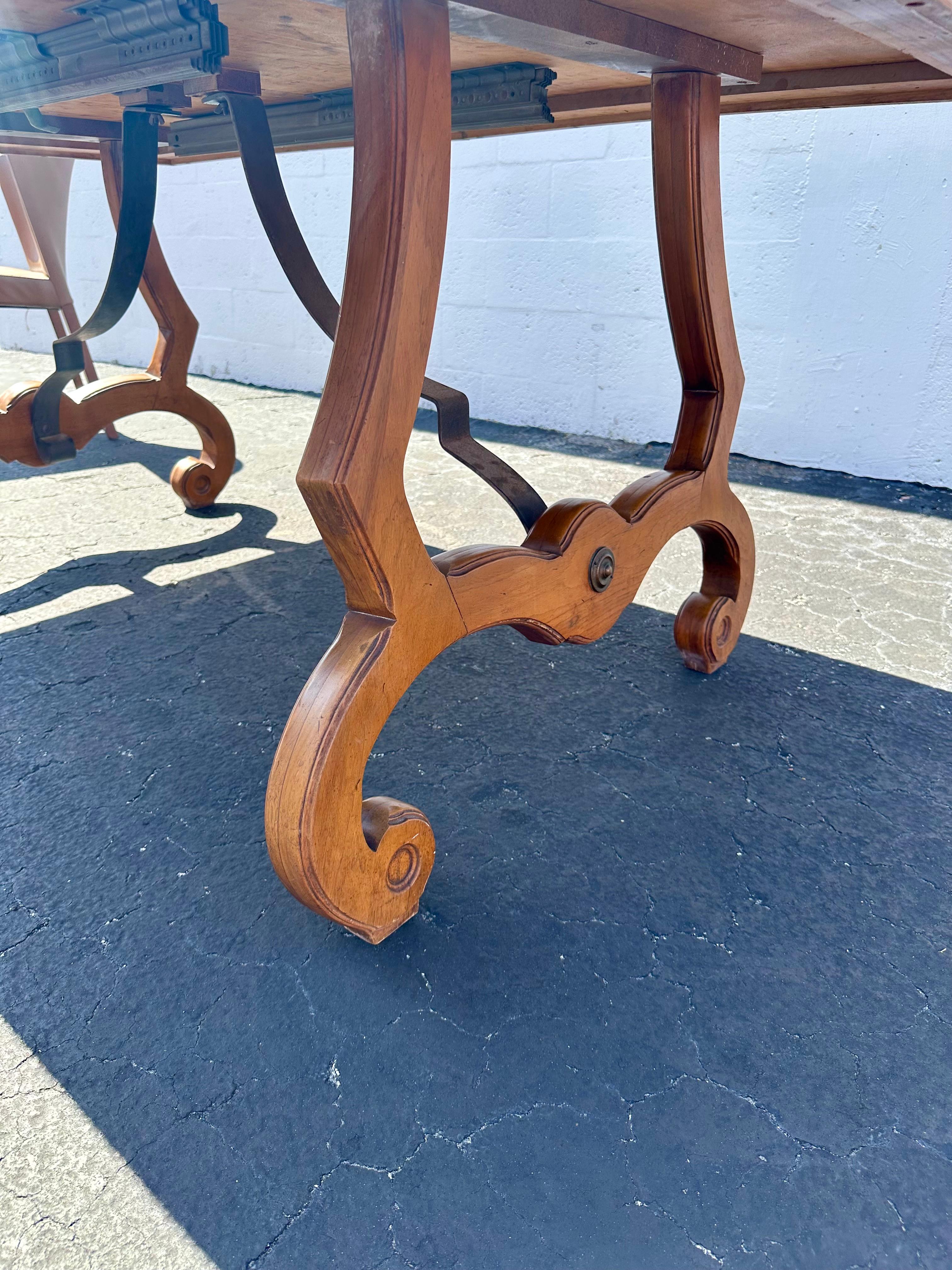 1960s Thomasville Spanish Baroque Style Wood Iron Dining Table For Sale 8