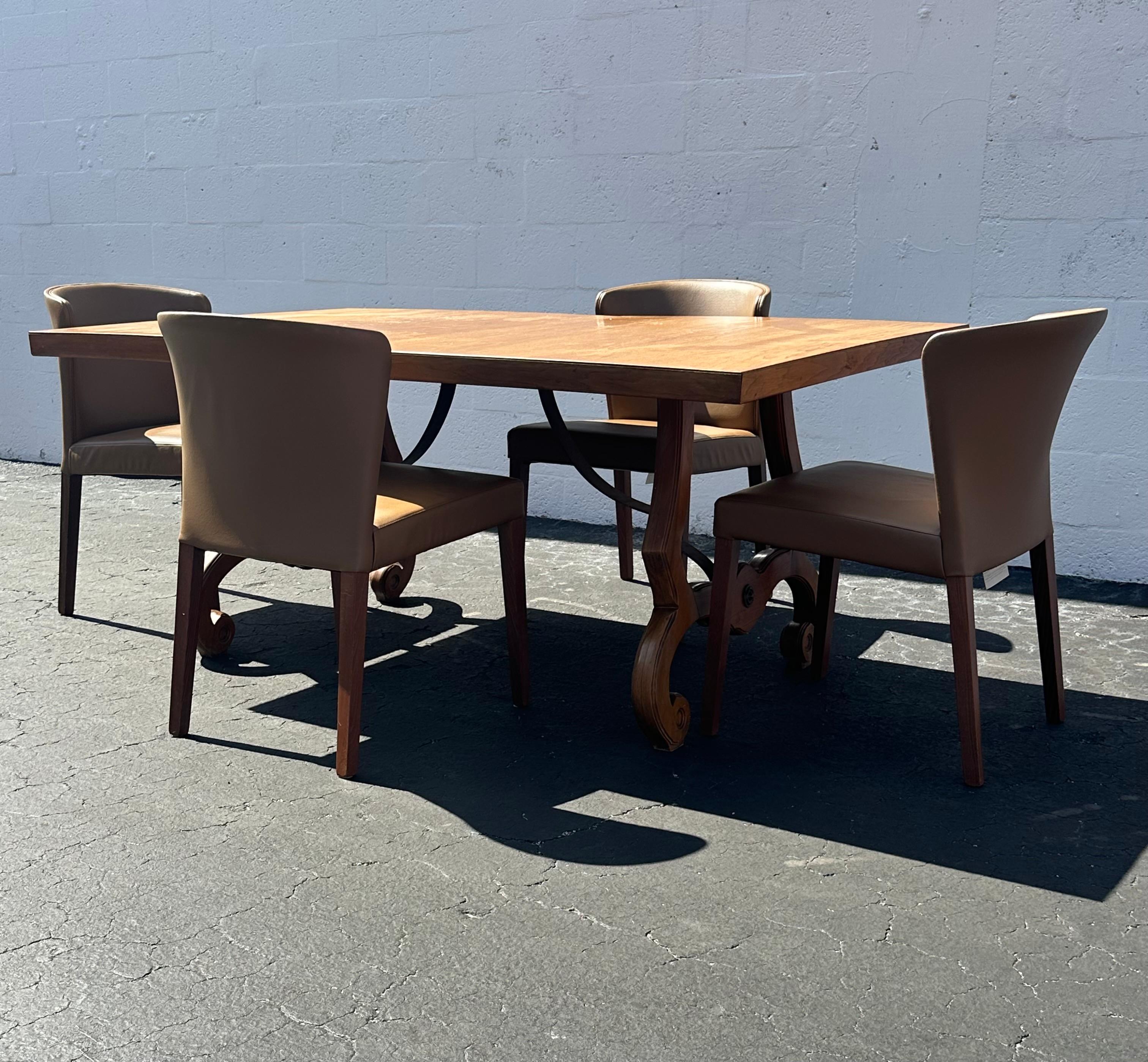 1960s Thomasville Spanish Baroque Style Wood Iron Dining Table For Sale 11