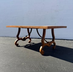 1960s Thomasville Spanish Baroque Style Wood Iron Dining Table