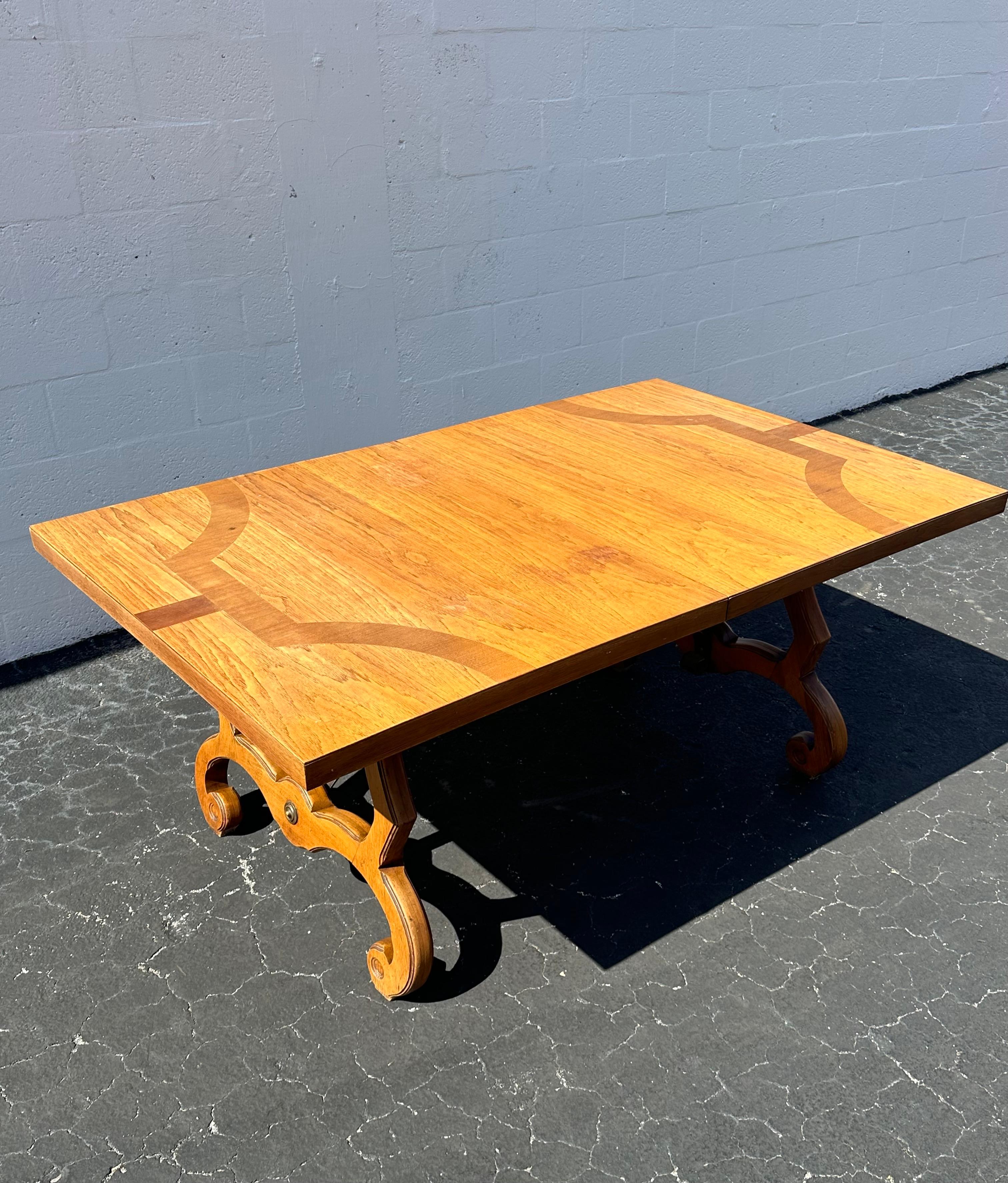 1960s Thomasville Spanish Baroque Style Wood Iron Dining Table In Good Condition For Sale In Fort Lauderdale, FL
