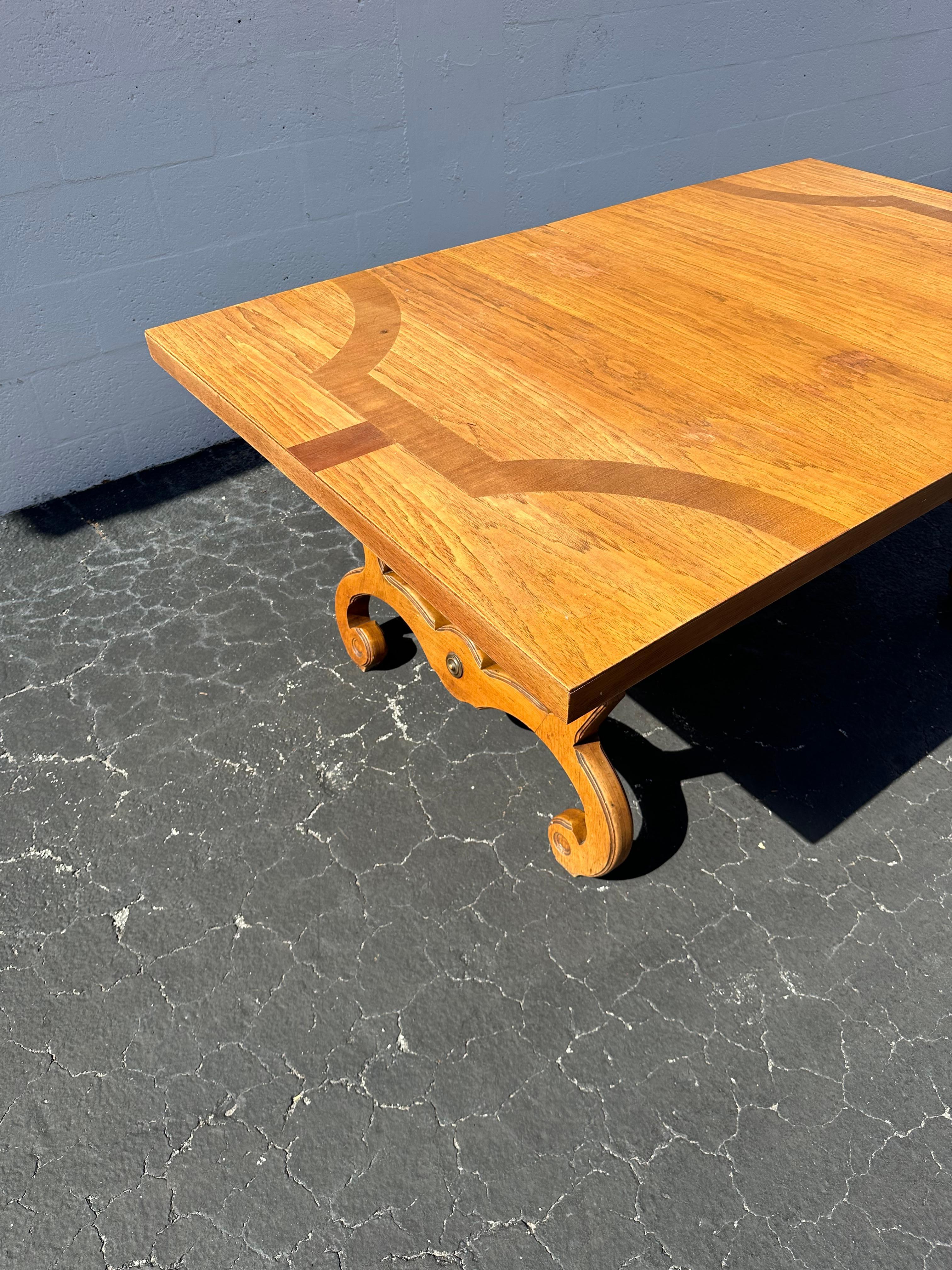 1960s Thomasville Spanish Baroque Style Wood Iron Dining Table For Sale 1