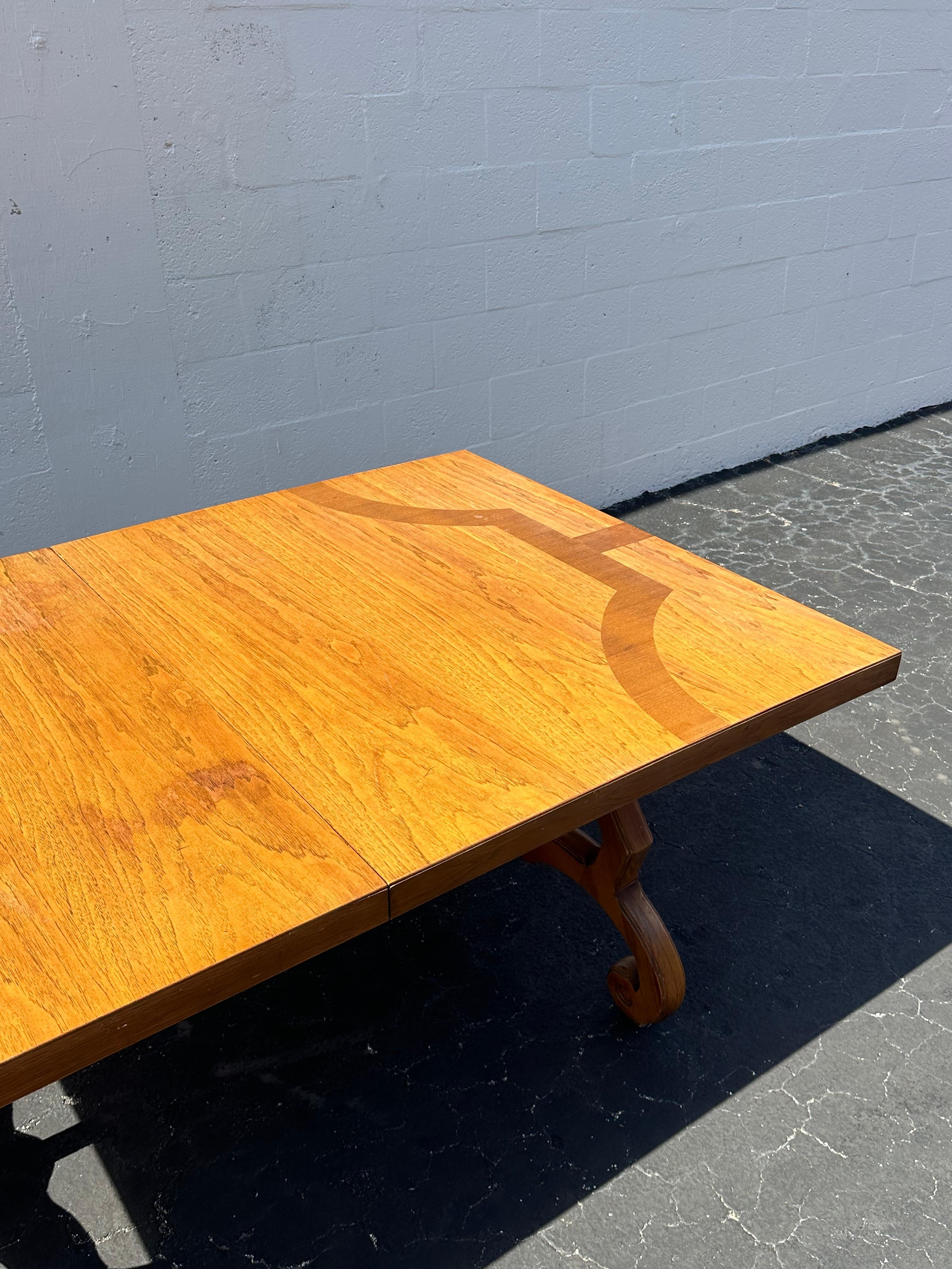 1960s Thomasville Spanish Baroque Style Wood Iron Dining Table For Sale 2
