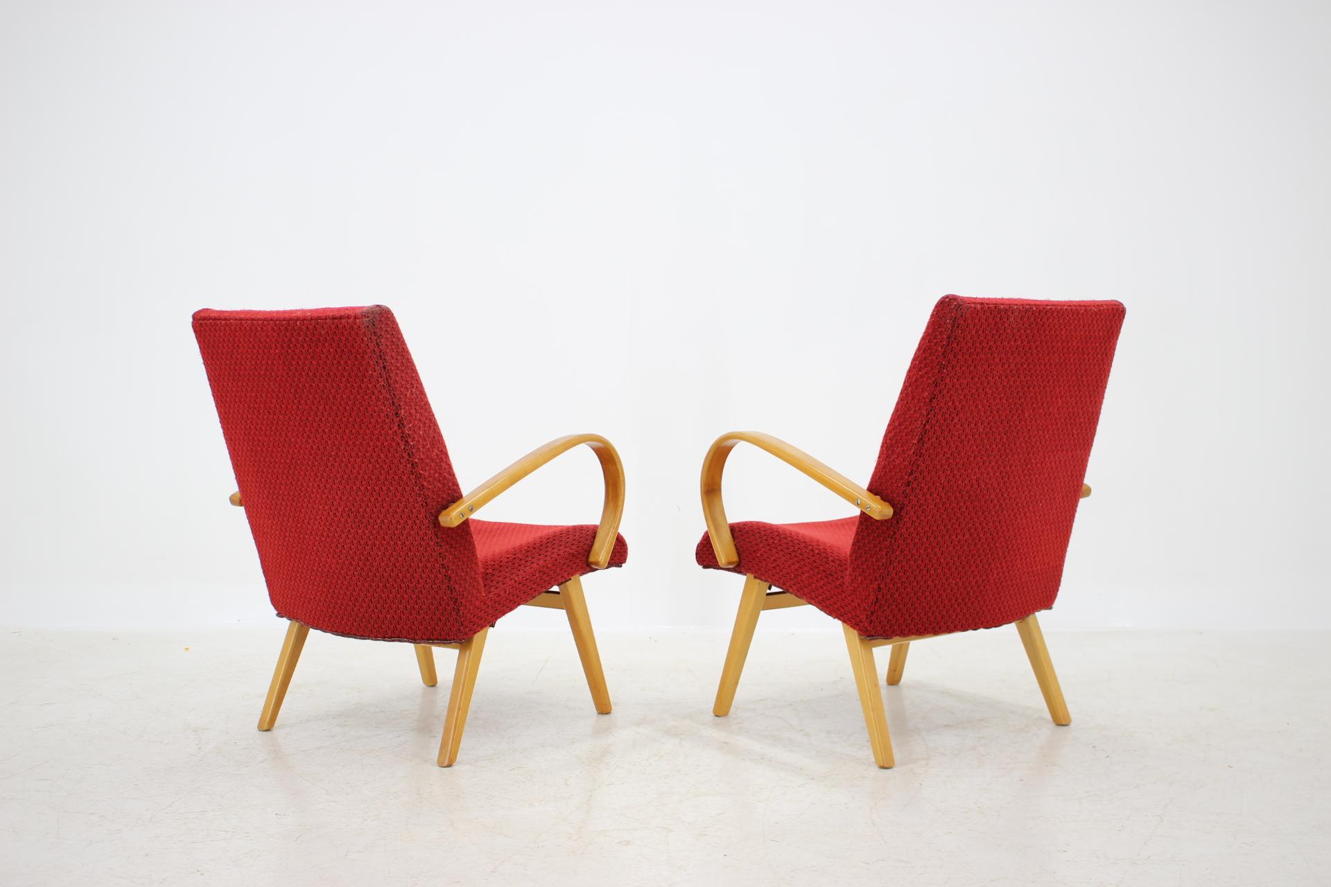 Mid-Century Modern 1960s Thon/Thonet Bentwood Lounge Chair, Set of 2