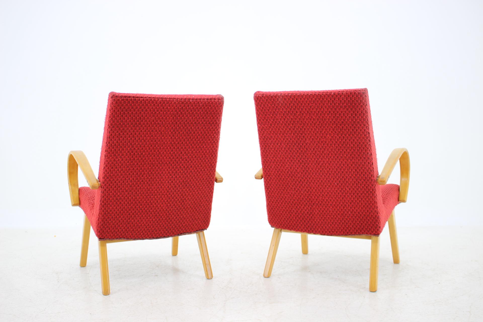 Czech 1960s Thon/Thonet Bentwood Lounge Chair, Set of 2