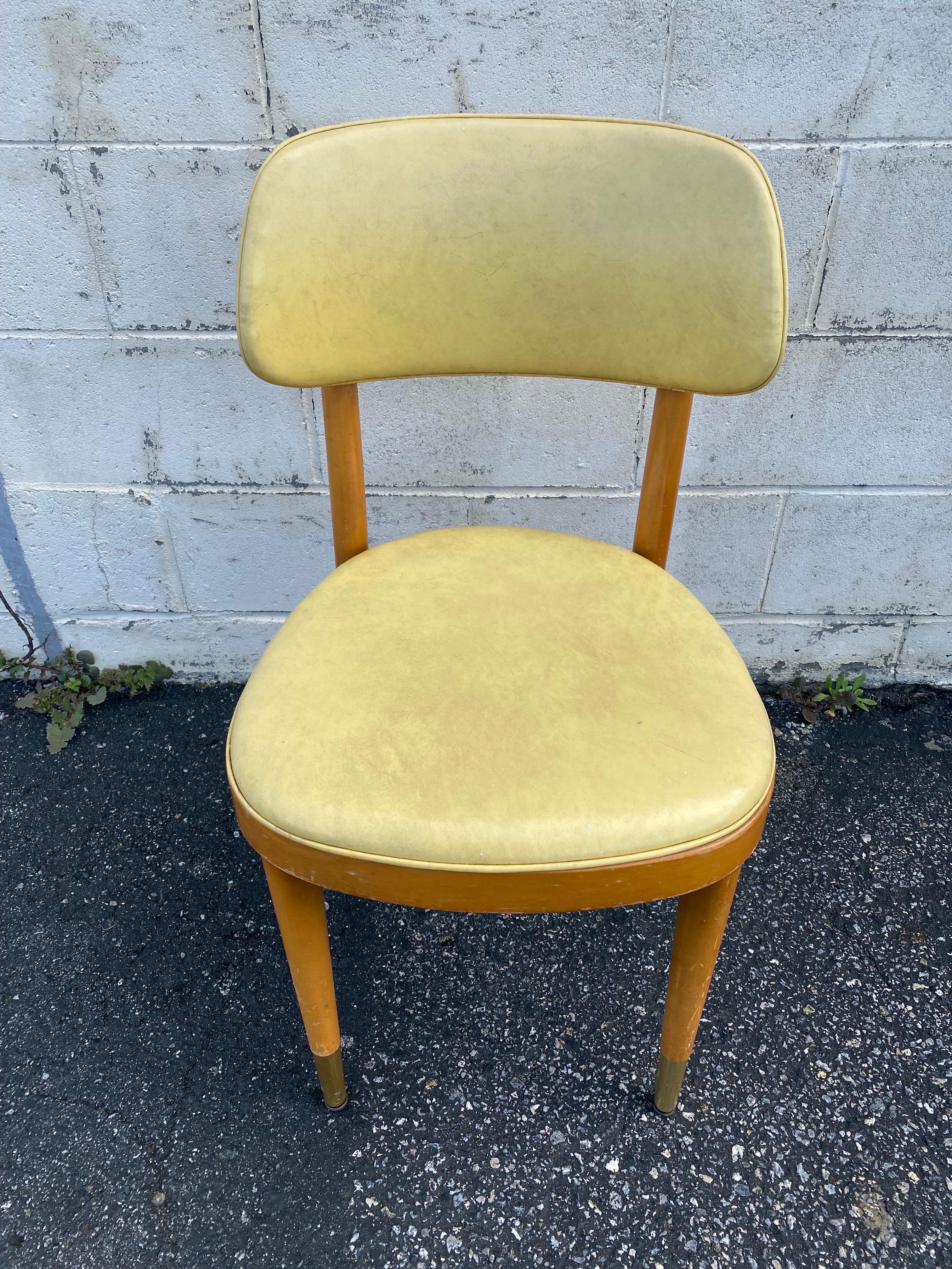 Mid-Century Modern 1960s Thonet Bentwood Dining Chairs with Yellow Upholstery