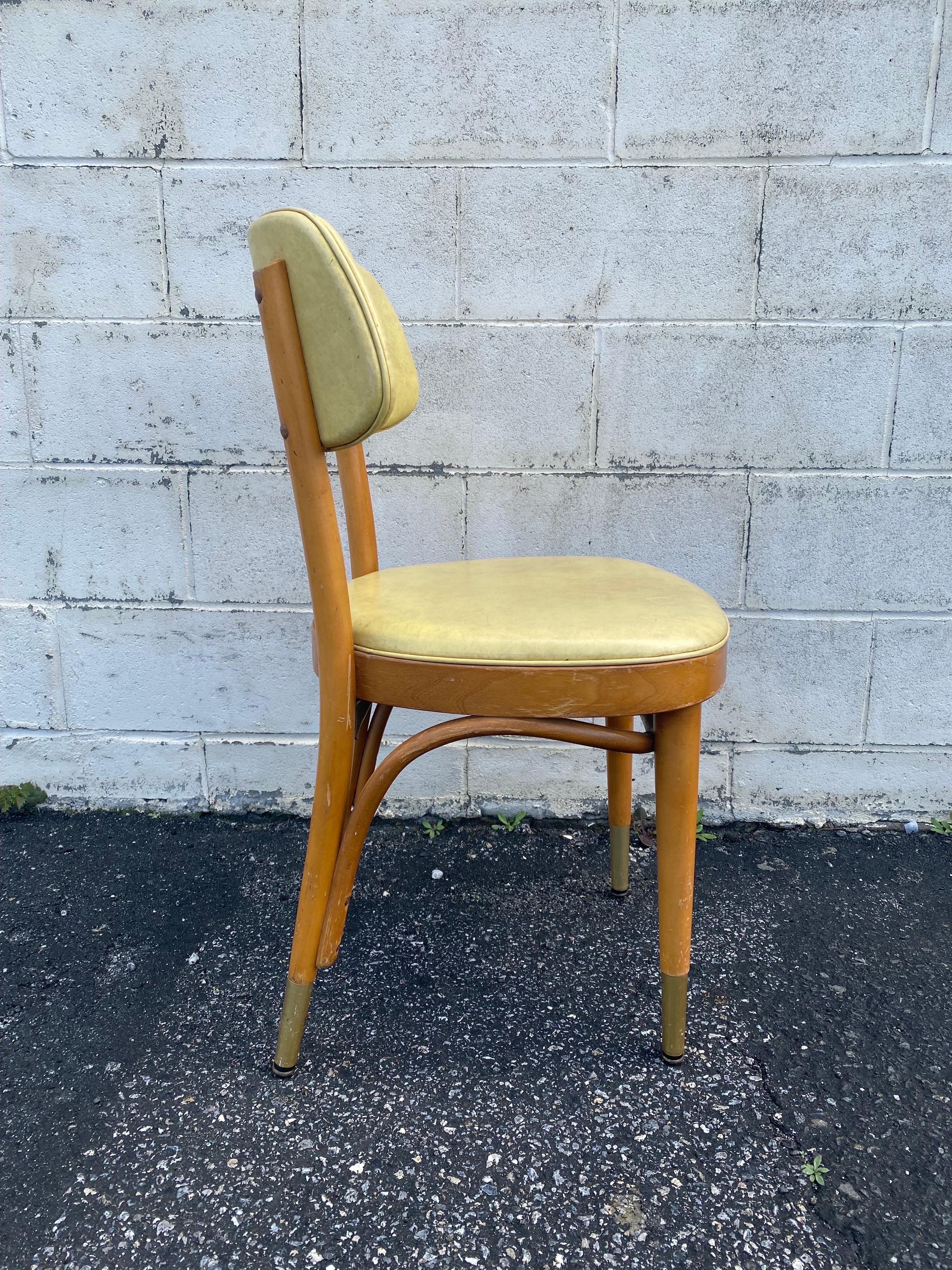 American 1960s Thonet Bentwood Dining Chairs with Yellow Upholstery