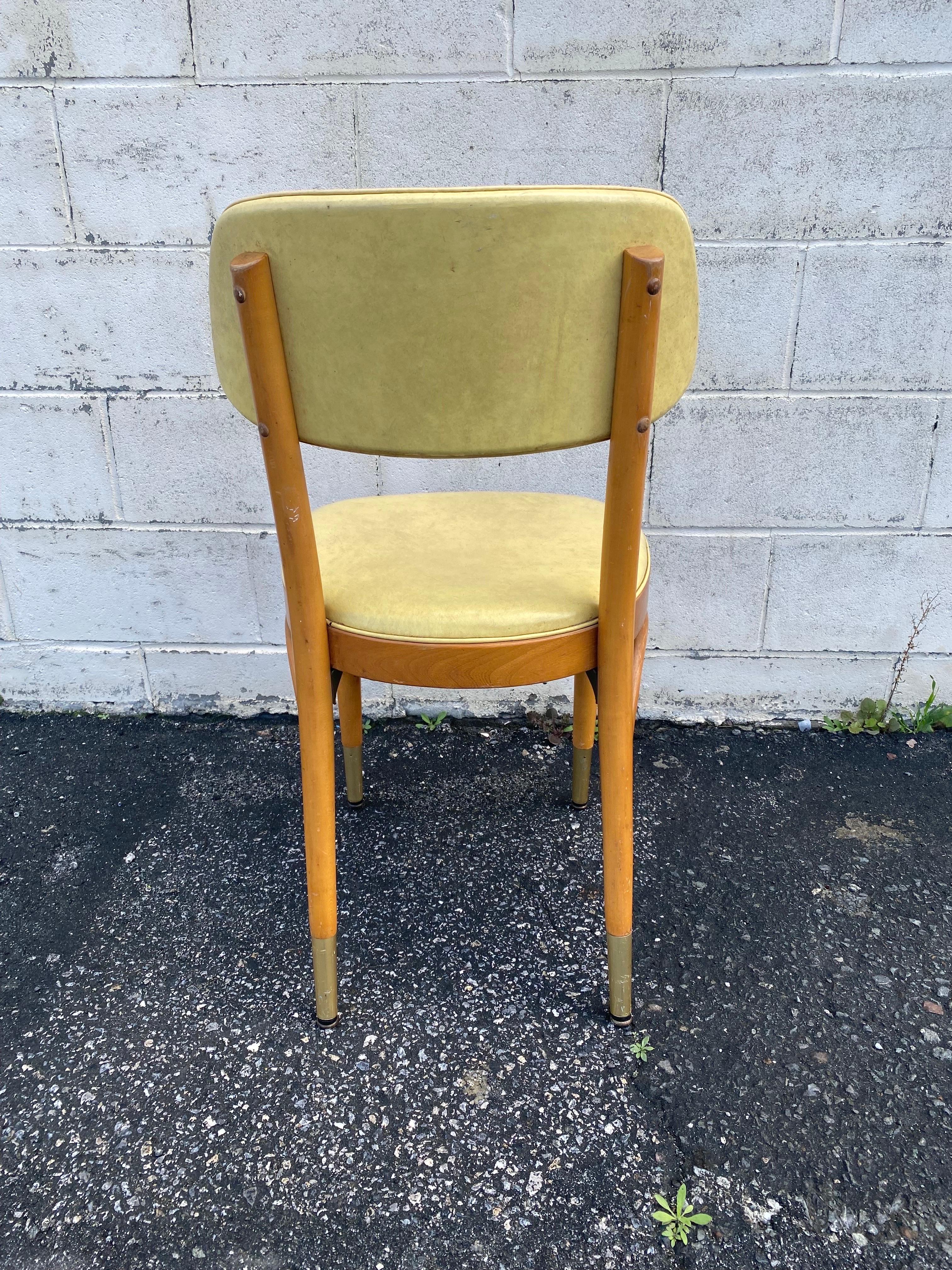 1960s Thonet Bentwood Dining Chairs with Yellow Upholstery In Good Condition In San Carlos, CA