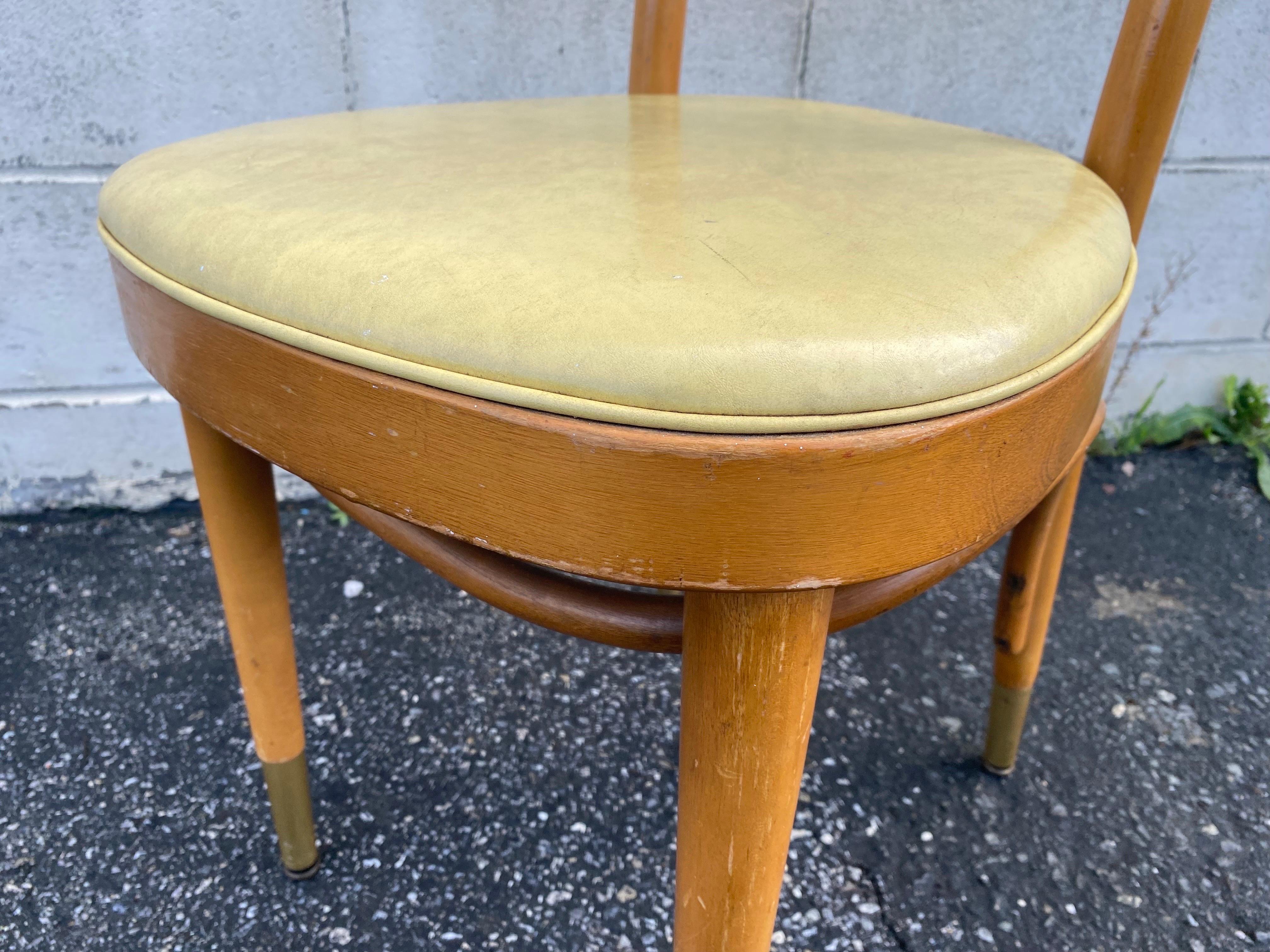 1960s Thonet Bentwood Dining Chairs with Yellow Upholstery 1