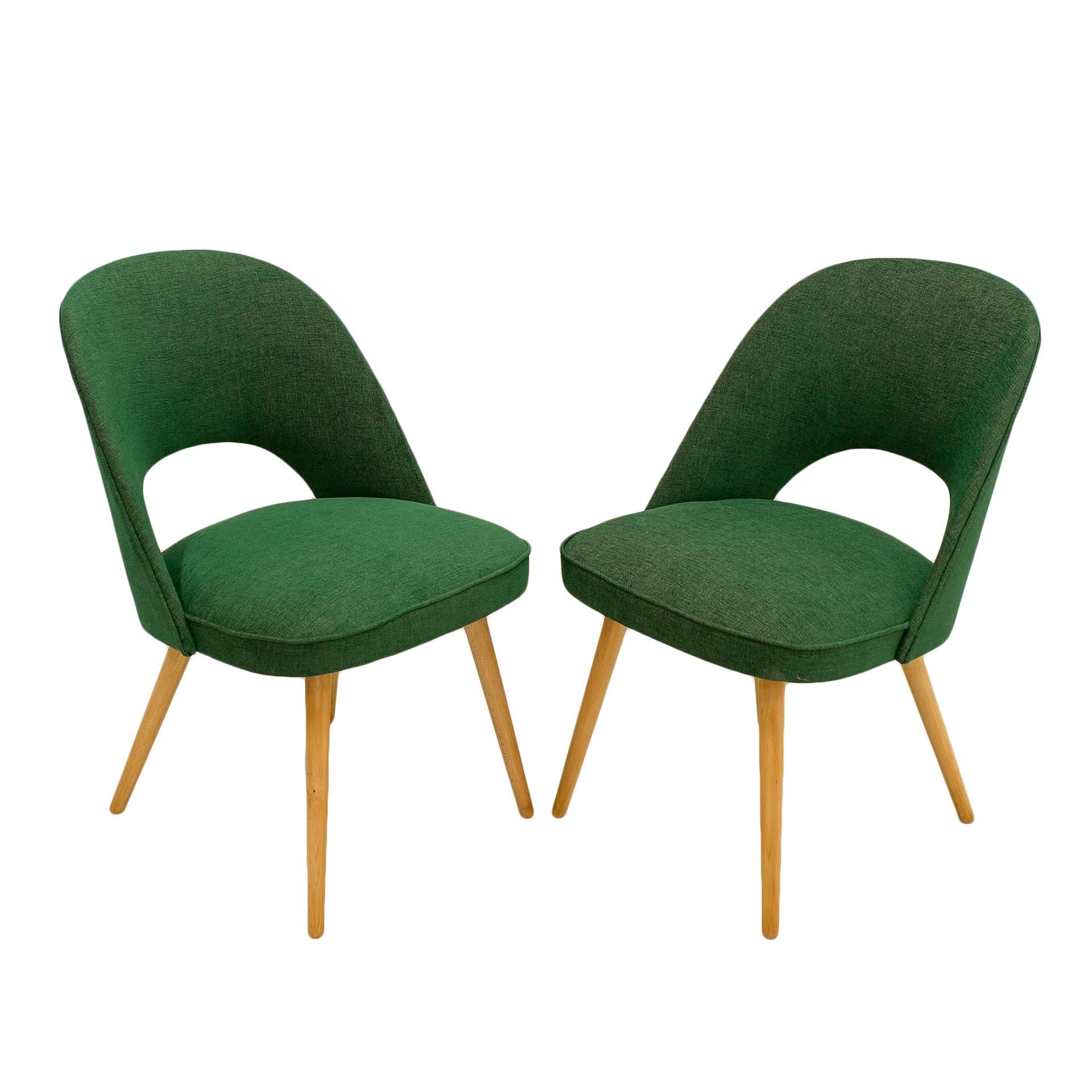 Mid-20th Century 1960s Thonet Chairs, Reupholstered in Juicy Green Fabric, Set of 2