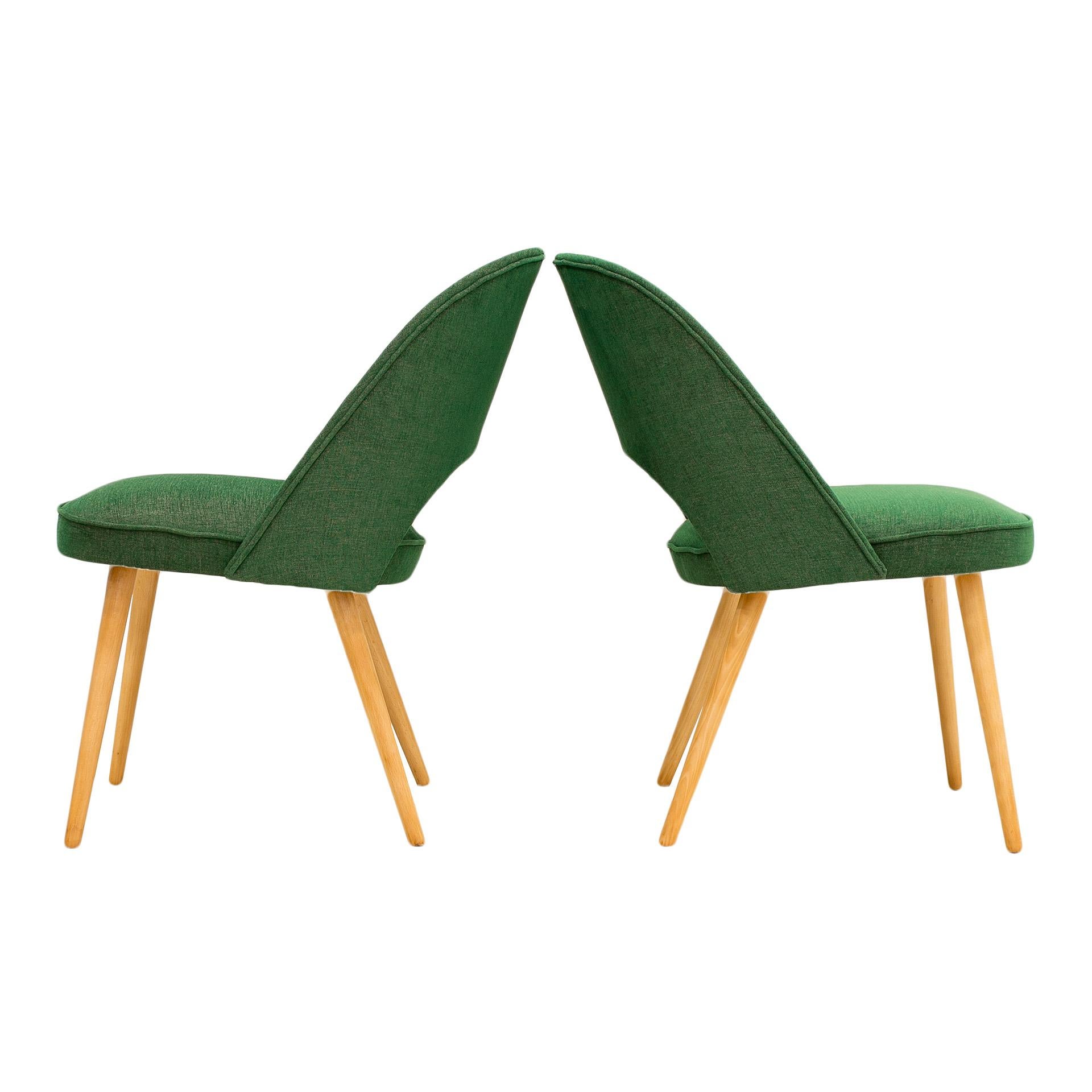 1960s Thonet Chairs, Reupholstered in Juicy Green Fabric, Set of 2 1