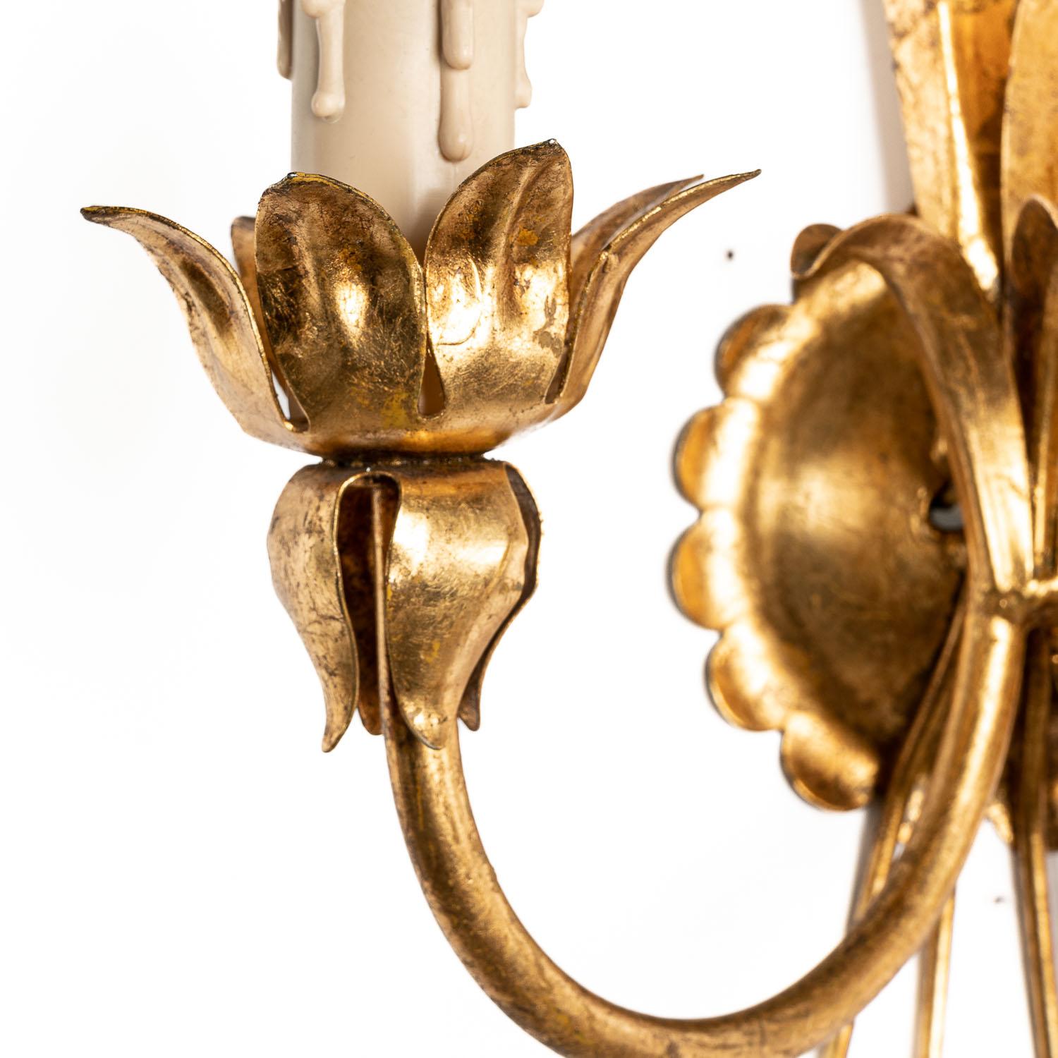 1960s Gilt Metal Wheat Wall Sconce, Hollywood Regency  3