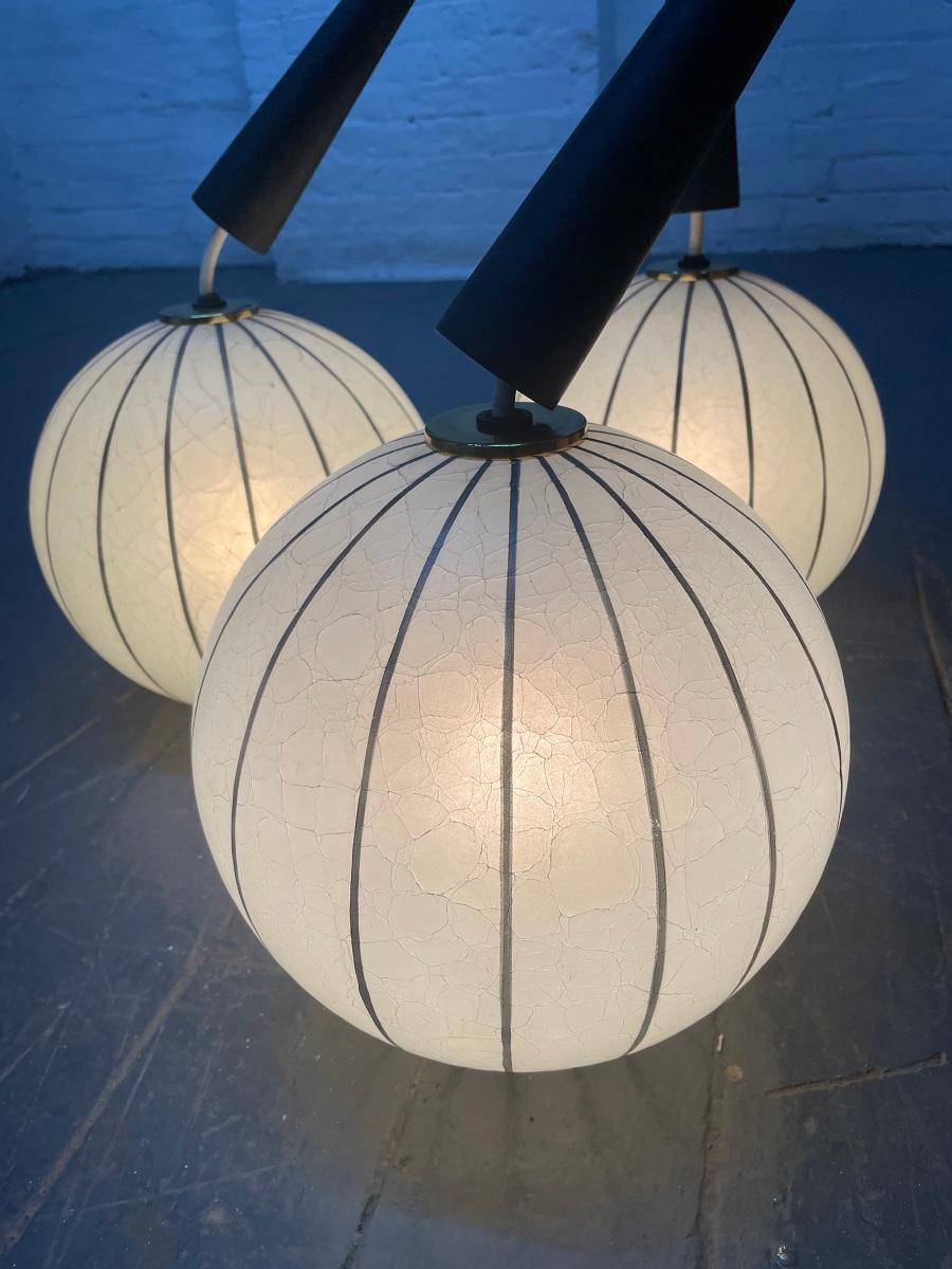 1960s Three-Globe Pendant Light Fixture In Good Condition In New York, NY