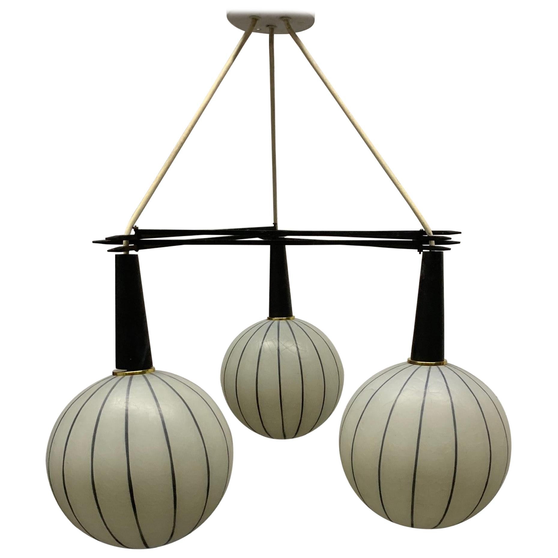 1960s Three-Globe Pendant Light Fixture