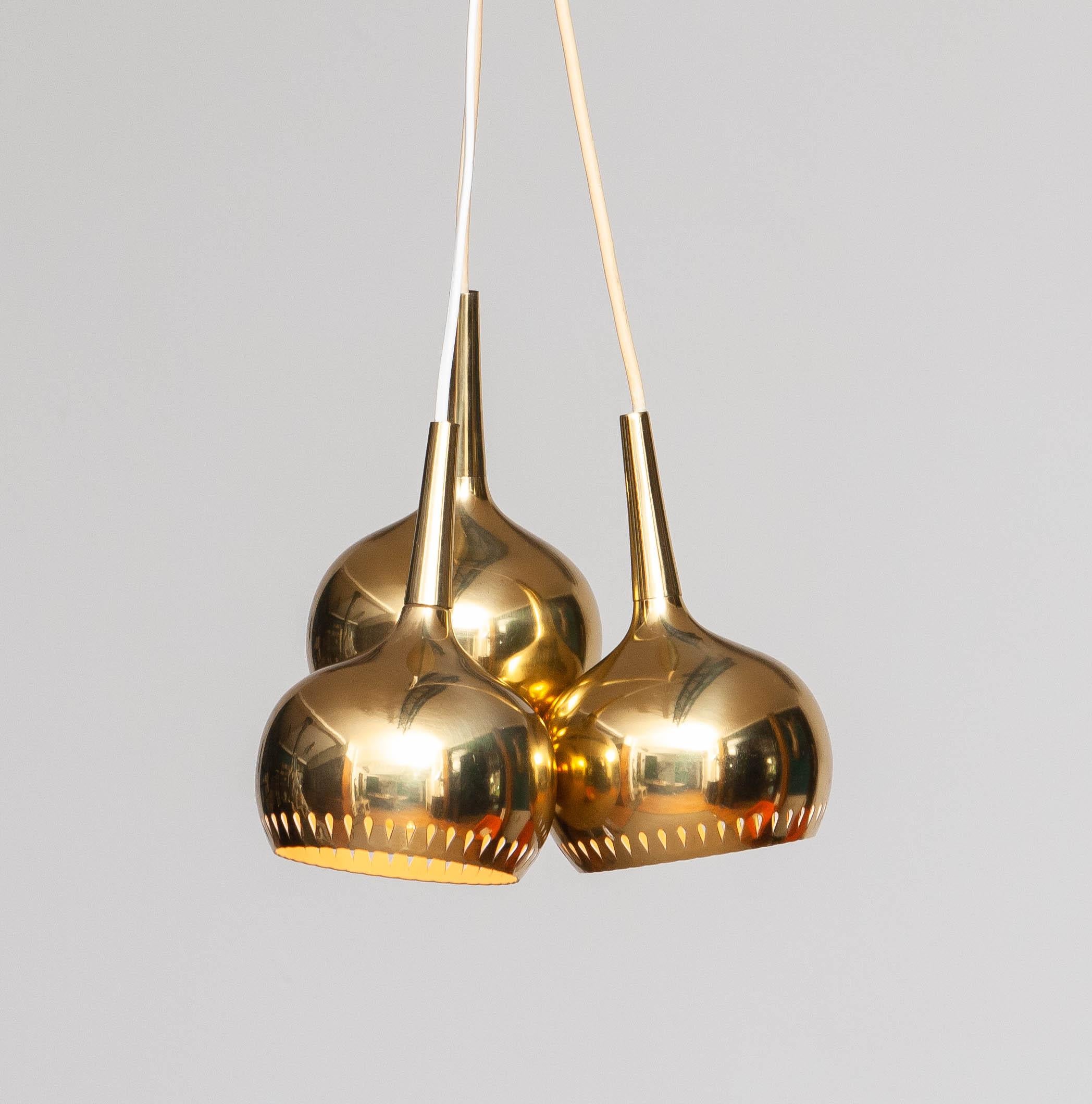 Mid-20th Century 1960's Three Perforated Swedish Brass 'Window' Pendants by Hans Agne Jakobsson For Sale