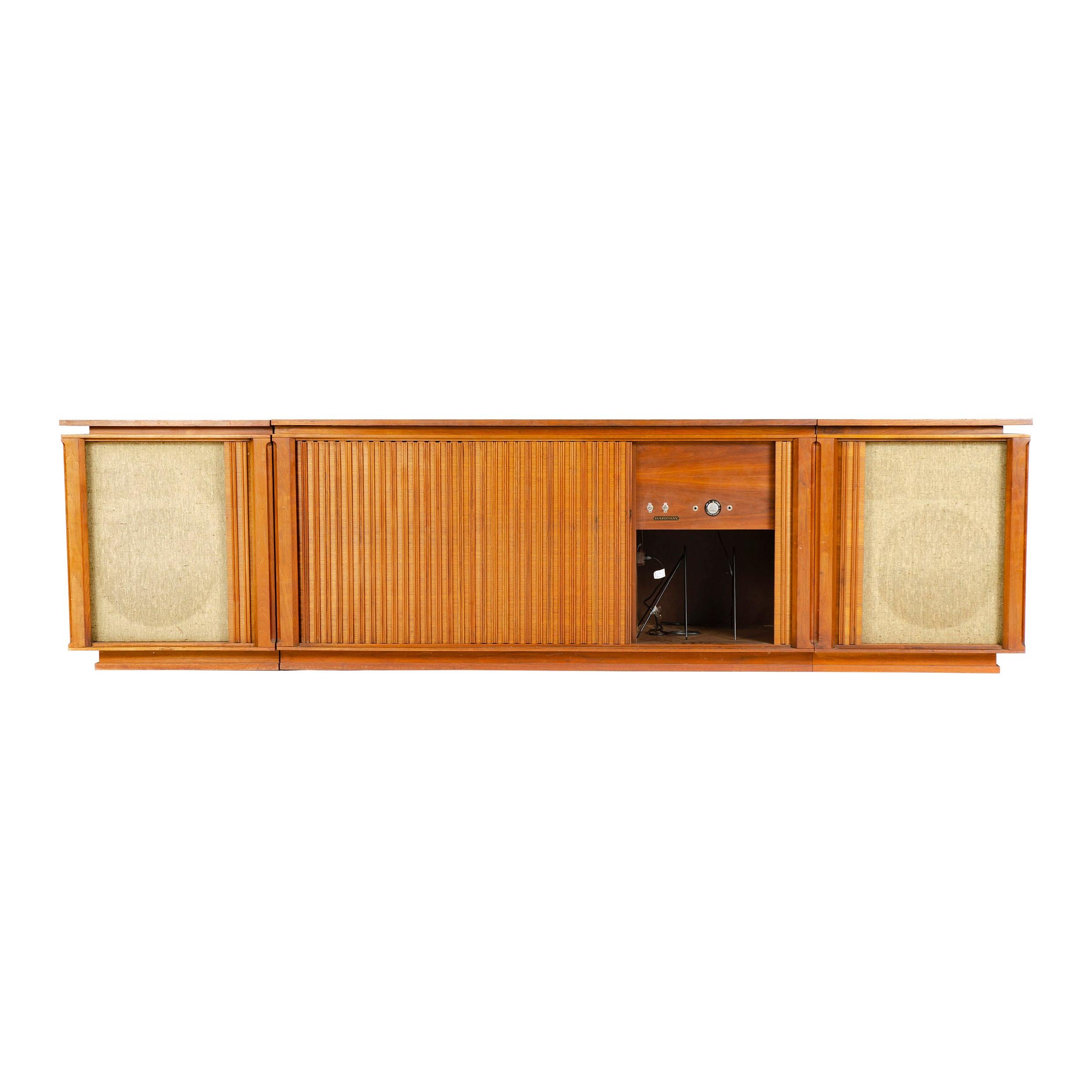 1960s Three-Piece Walnut Stereo Cabinet by Barzilay