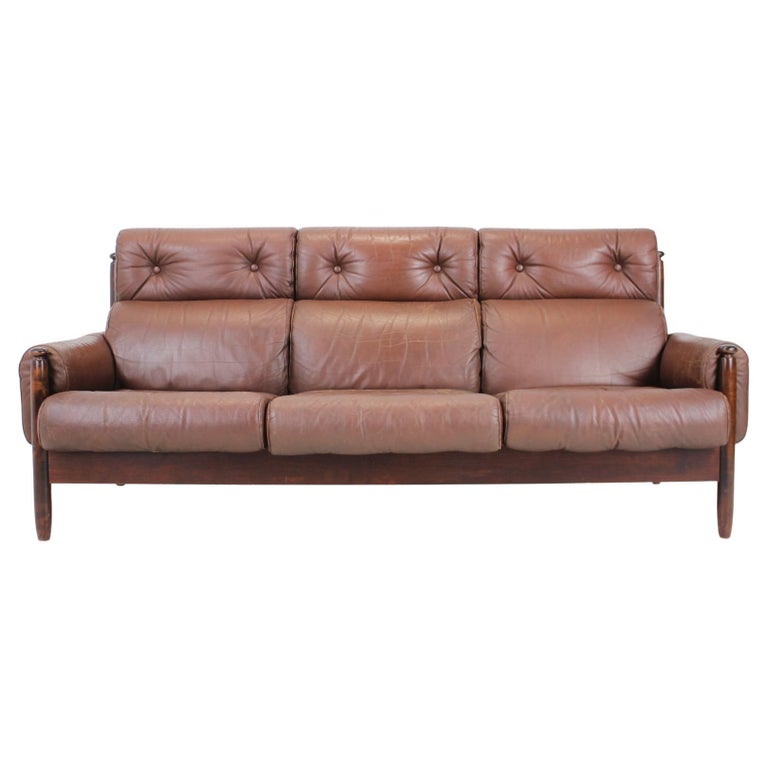 1960s ThreeSeat Leather Sofa, Czechoslovakia For Sale at 1stDibs