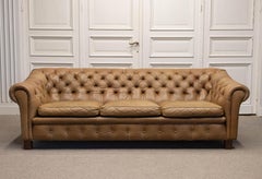 1960s Three Seater Chesterfield In Sturdy Leather By Norell AB Sweden