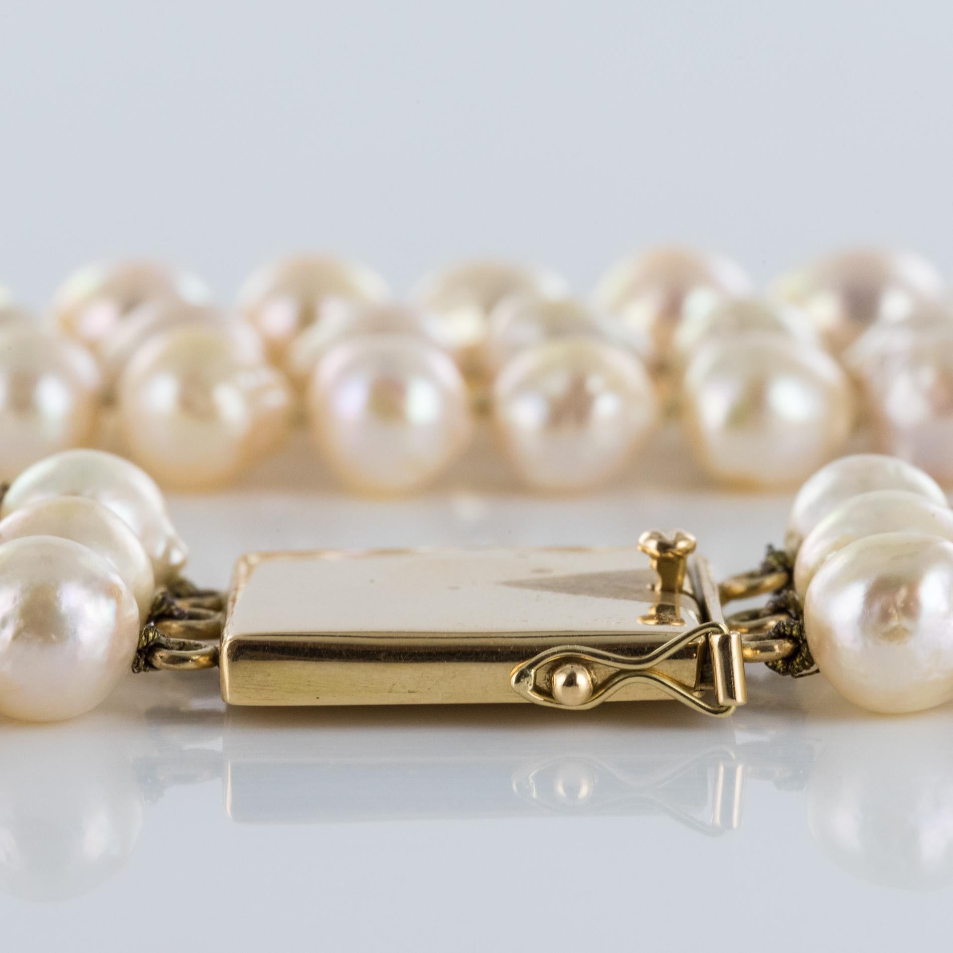 1960s Three-Strand Baroque Cultured Pearl Necklace In Good Condition In Poitiers, FR