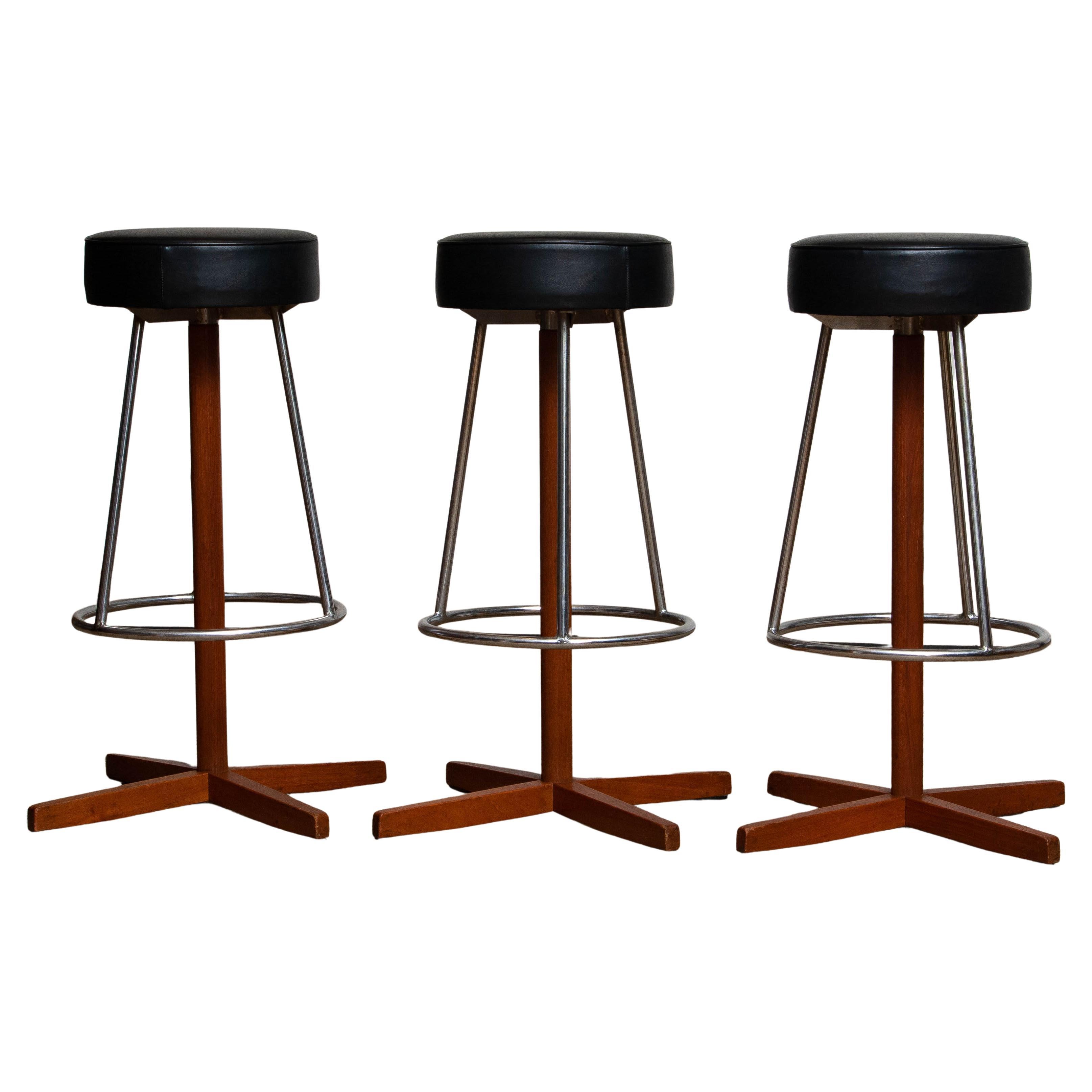 1960s, Three Swivel Bar Stools By Börje Johanson for Johanson Design, Sweden For Sale