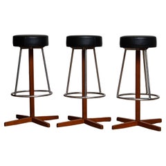 1960s, Three Swivel Bar Stools By Börje Johanson for Johanson Design, Sweden
