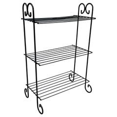 1960s Three Tier Black Metal Shelf