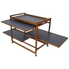1960s Three-Tier Danish Modern Teak Serving Bar Cart