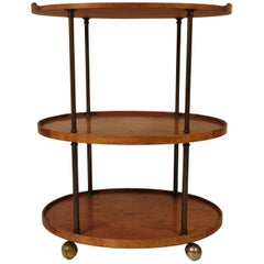 1960s Three Tier Wood and Brass Bar Cart Vintage 1960s Three Tier Wood and Brass Bar Cart