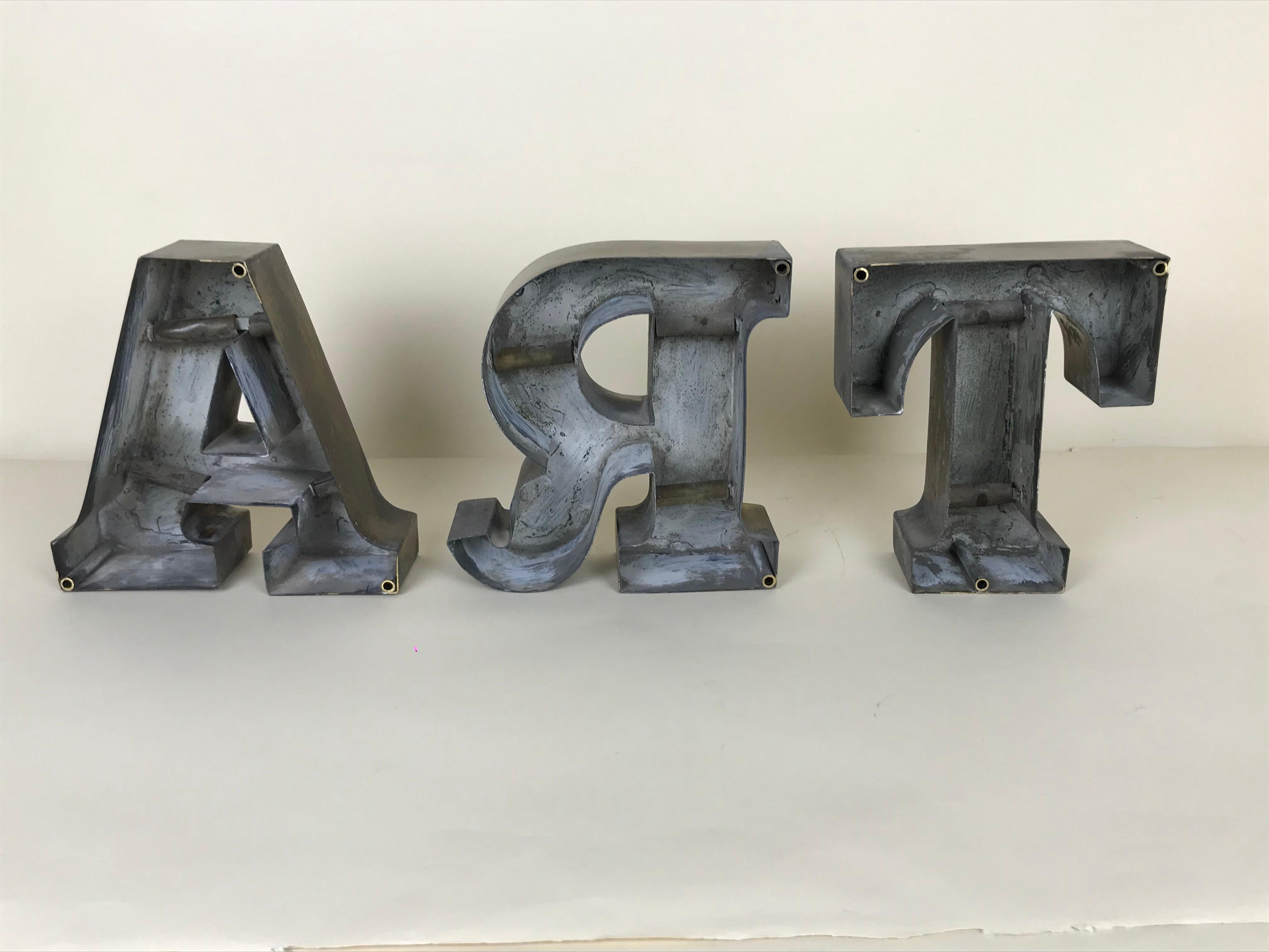 1960s Three Vintage Italian Uppercase Letters ART in Brass 1